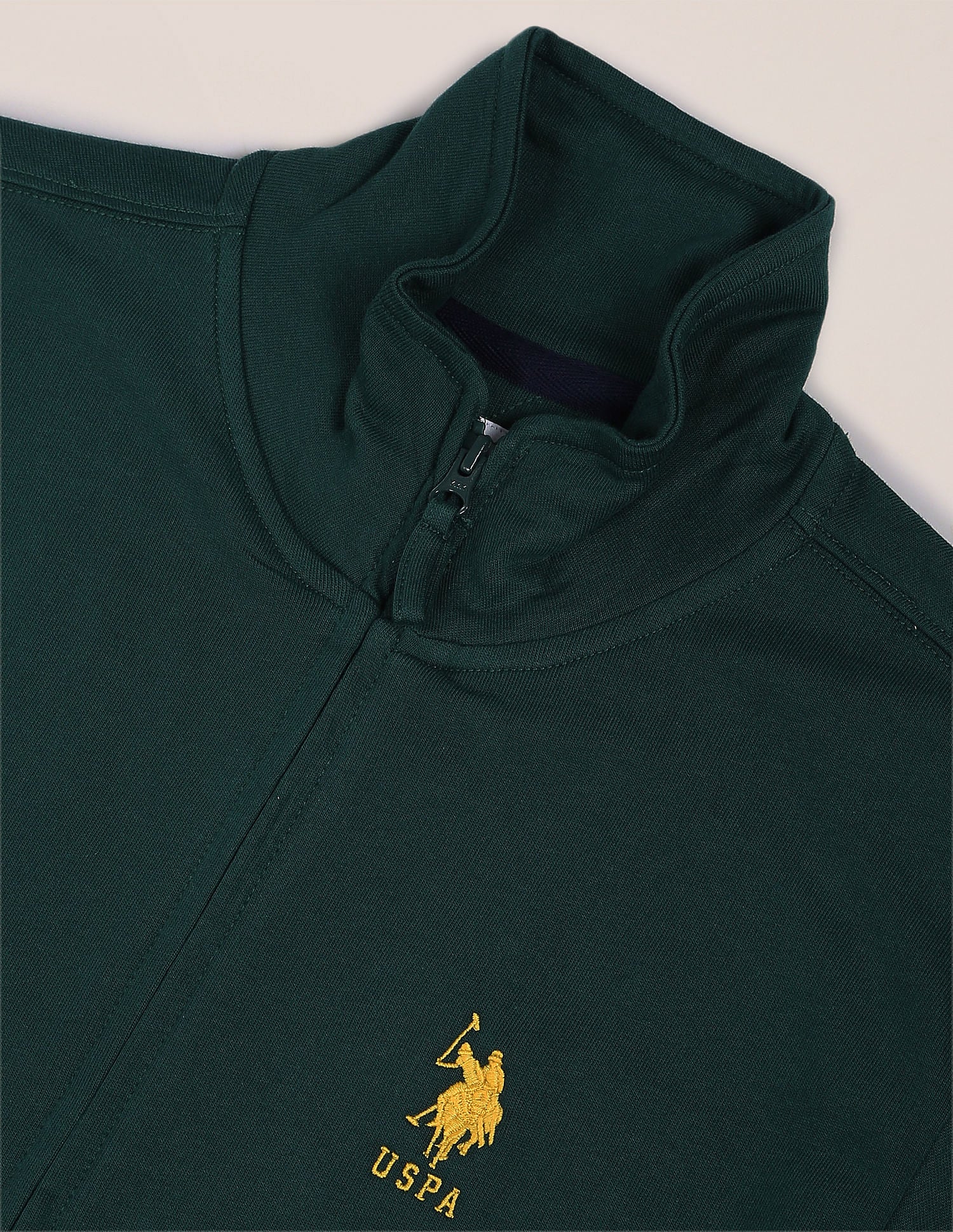 High Neck Zip Up Sweatshirt Dark Green - U.S. POLO ASSN. | Large
