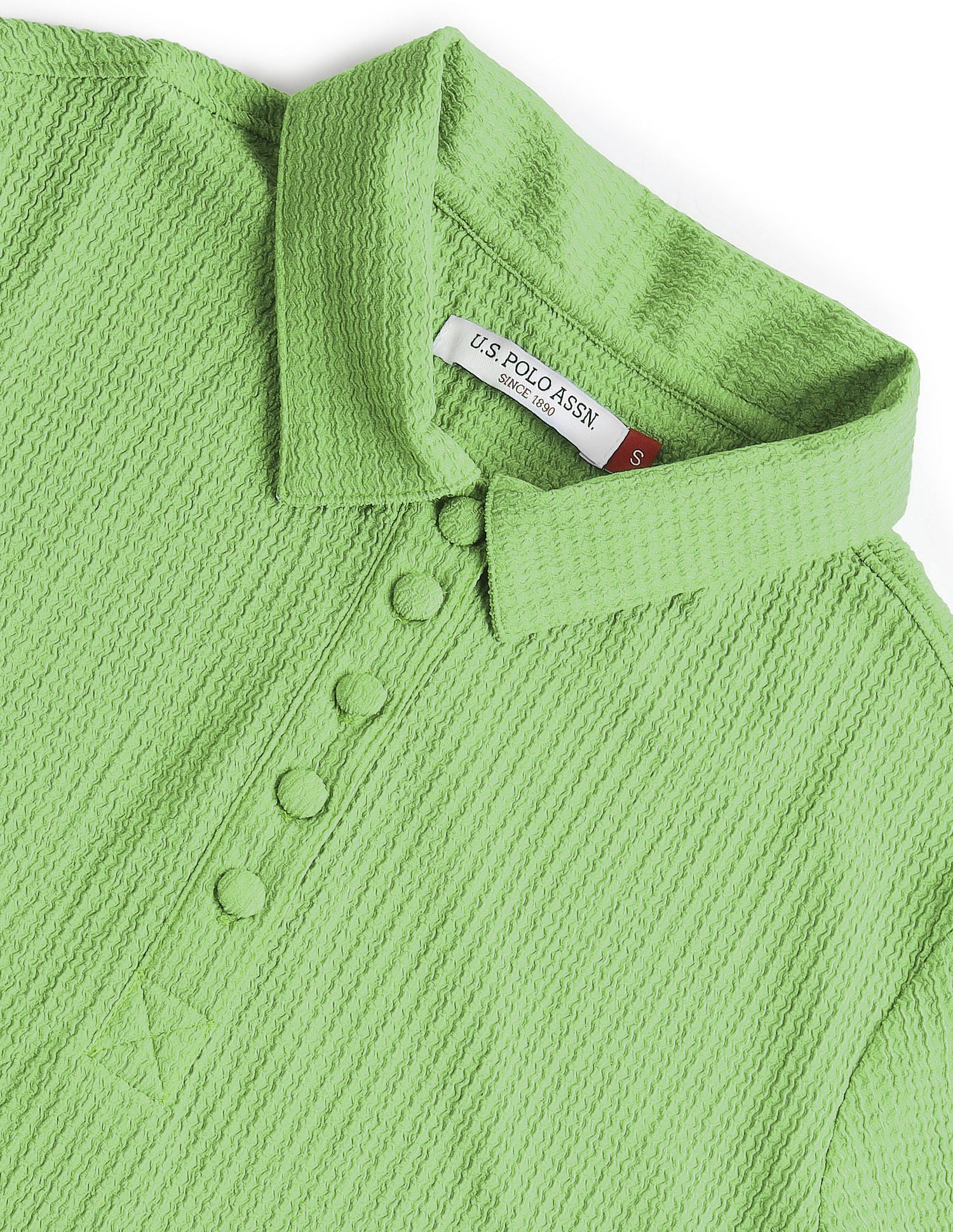 Ribbed Collar Textured Polo Shirt Green - U.S. POLO ASSN. | Large