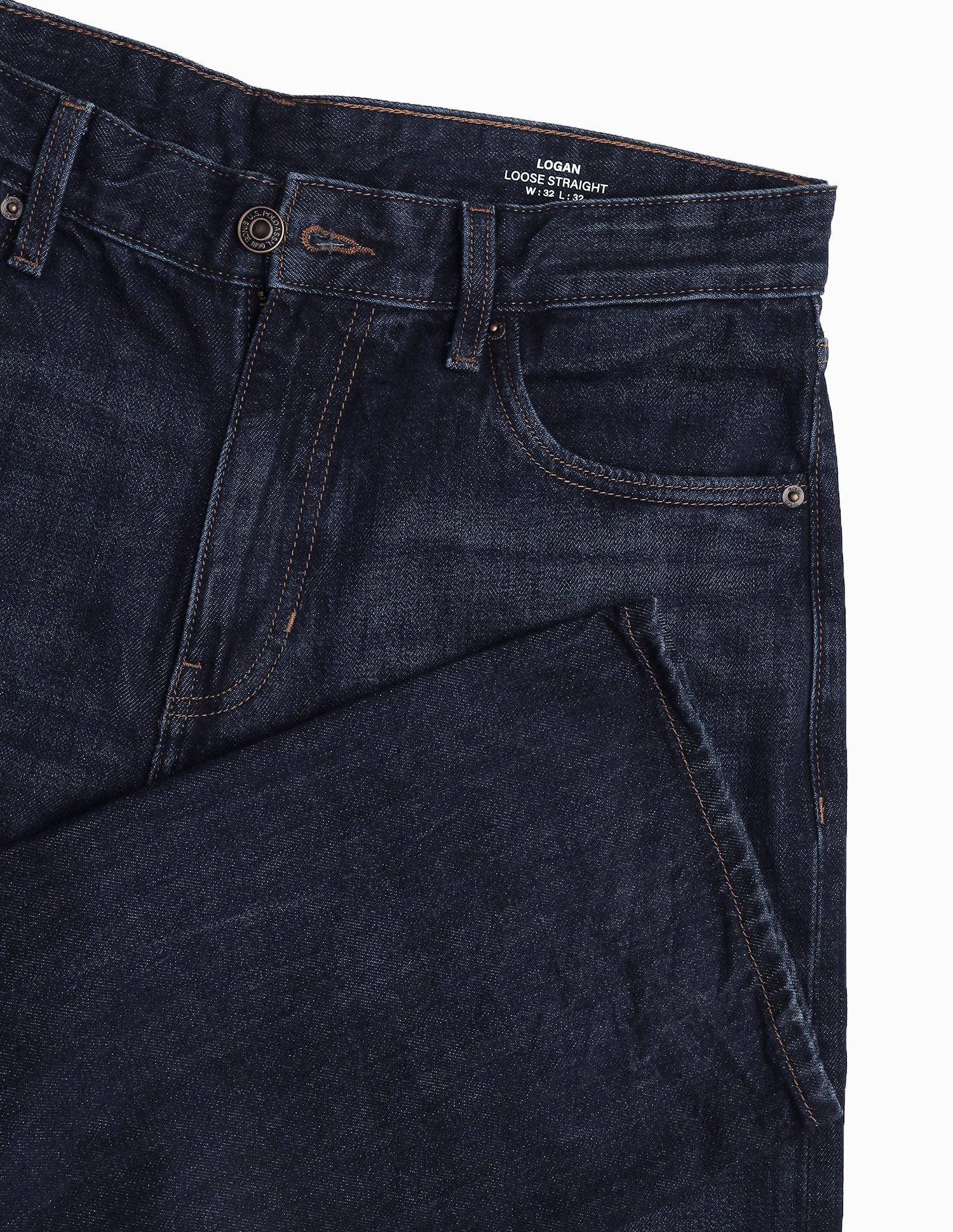 Logan Loose Straight Fit Whiskered Jeans Rinse Blue - U.S. Polo Assn. India | Large