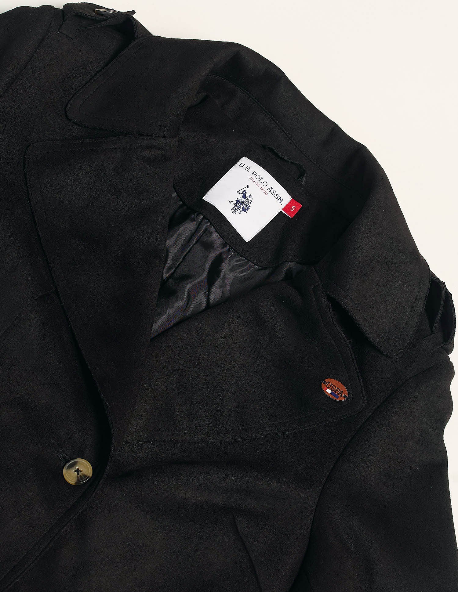 Longline Lapel Collar Jacket Black - U.S. POLO ASSN. | Large