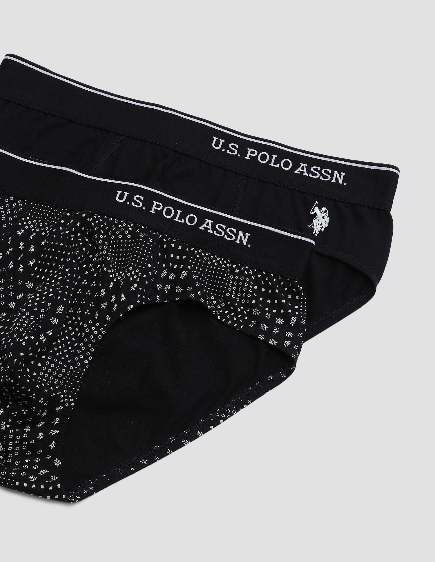 Pure Cotton Antibacterial OEB08 Briefs - Pack Of 2 Black - U.S. POLO ASSN. | Large