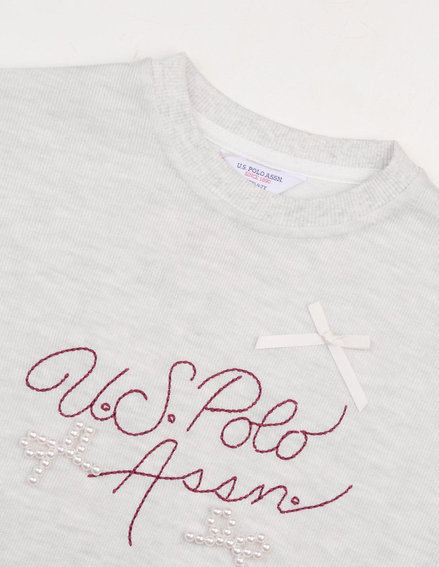 Brand Embroidered Relaxed Fit Sweatshirt Light Grey Melang - U.S. Polo Assn. India | Large