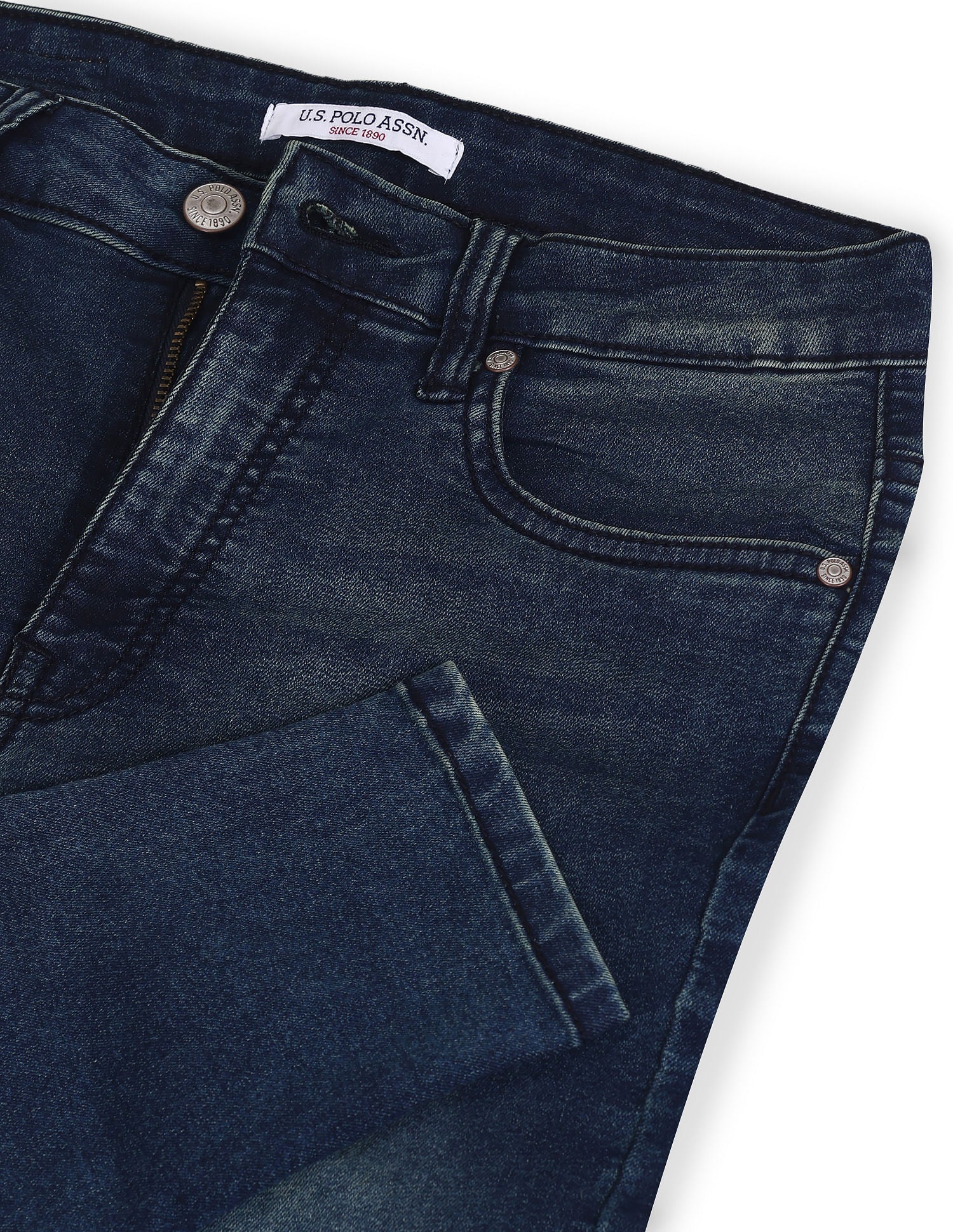 High Rise Stone Wash Jeans Blue - U.S. POLO ASSN. | Large