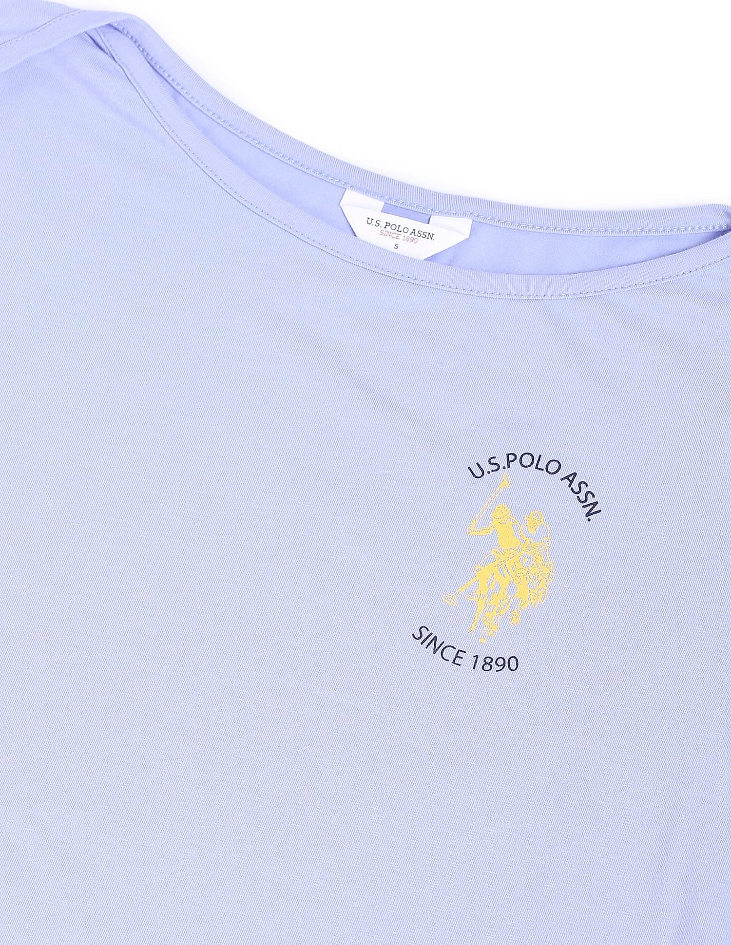 Boat Neck Solid Knit T-Shirt Light Blue - U.S. Polo Assn. India | Large