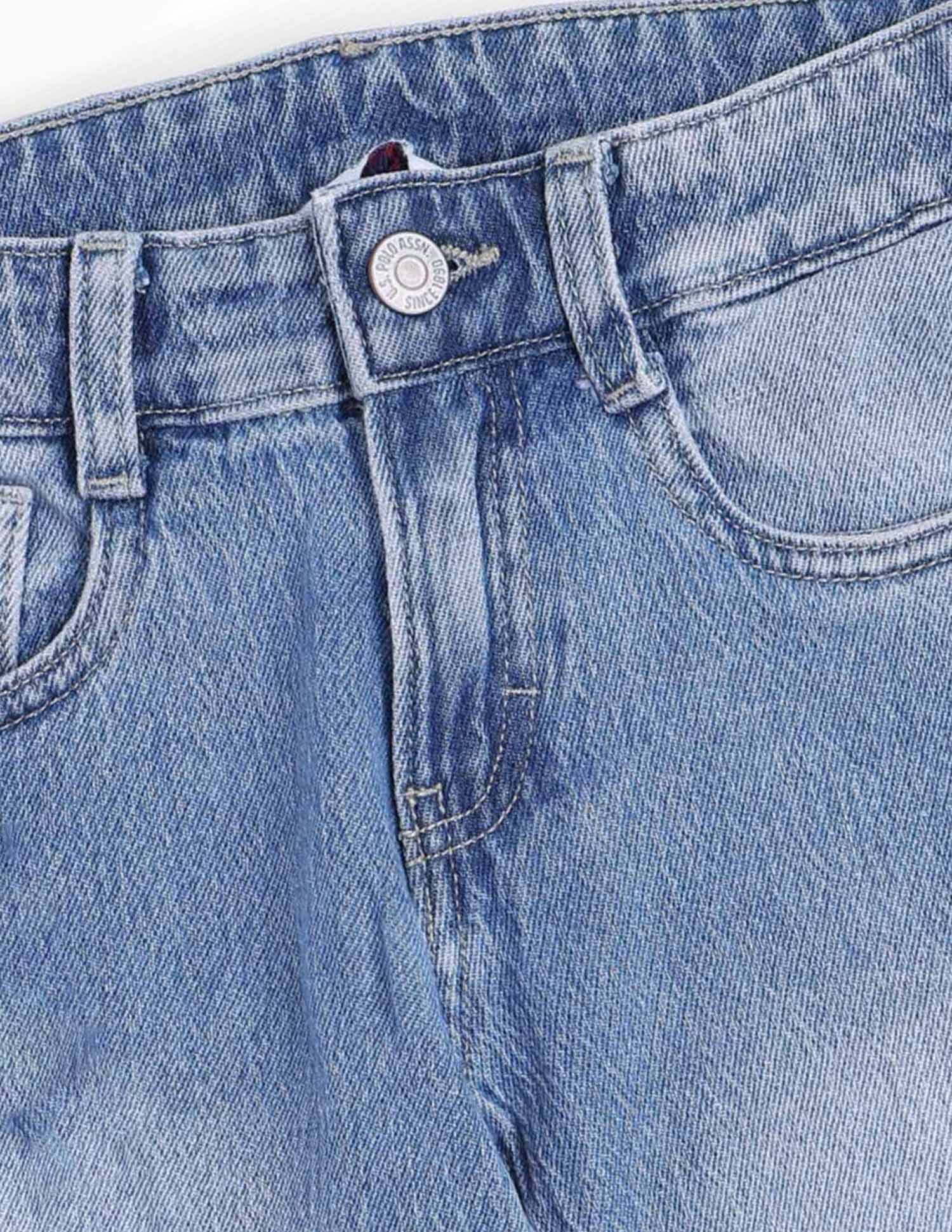 Boys Stone Washed Relaxed Fit Jeans Light Blue - U.S. POLO ASSN. | Large