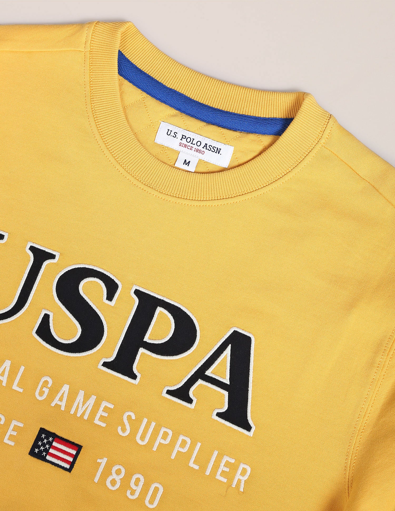 Crew Neck Cotton Sweatshirt Gold - U.S. Polo Assn. India | Large