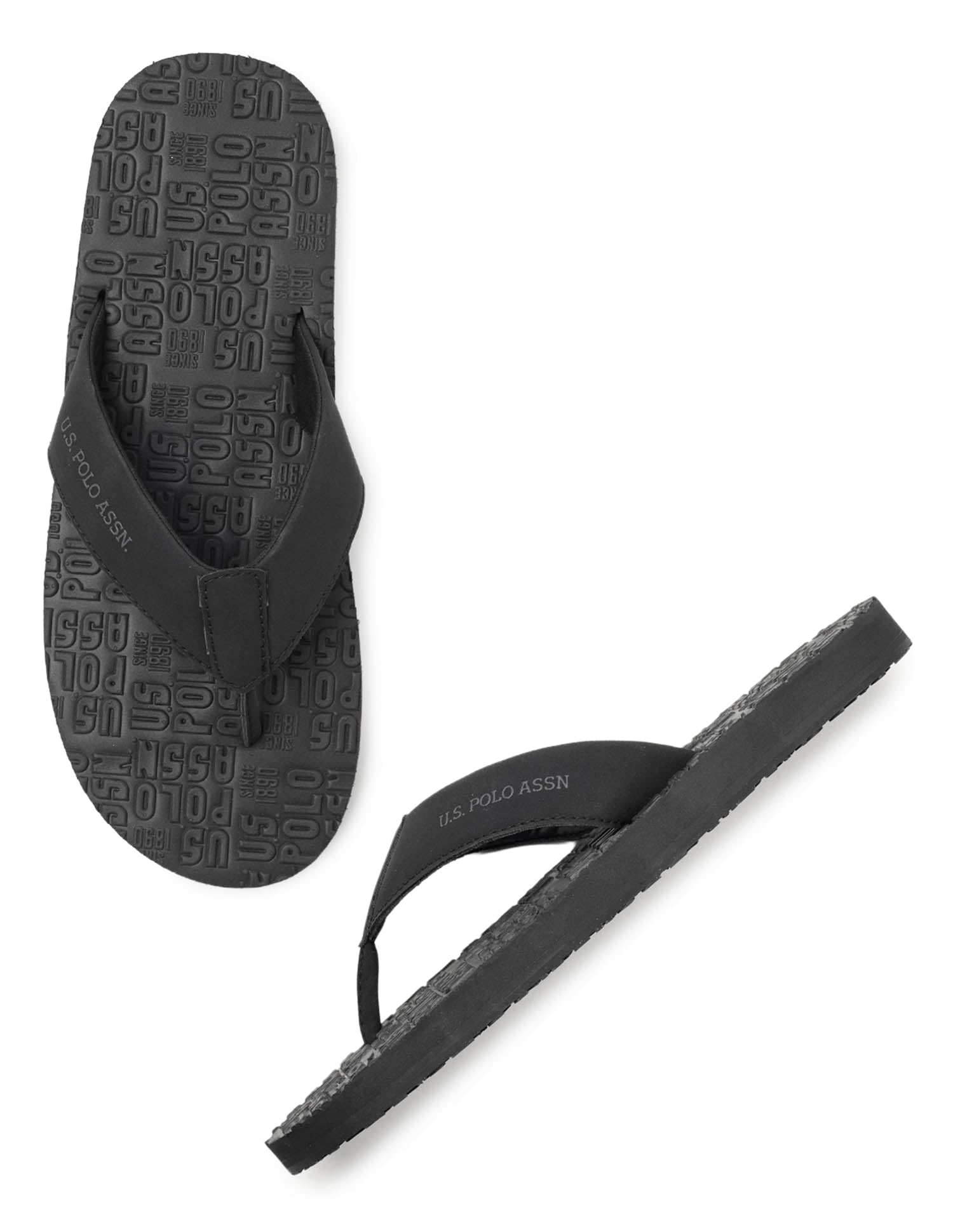 Rodri 2.0 Brand Embossed Flip Flops Black - U.S. Polo Assn. India | Large