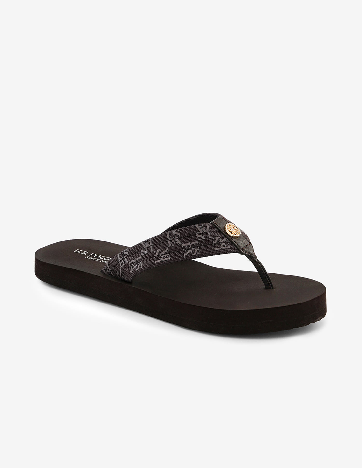Brand Printed Rin Flip Flops Brown - U.S. Polo Assn. India | Large
