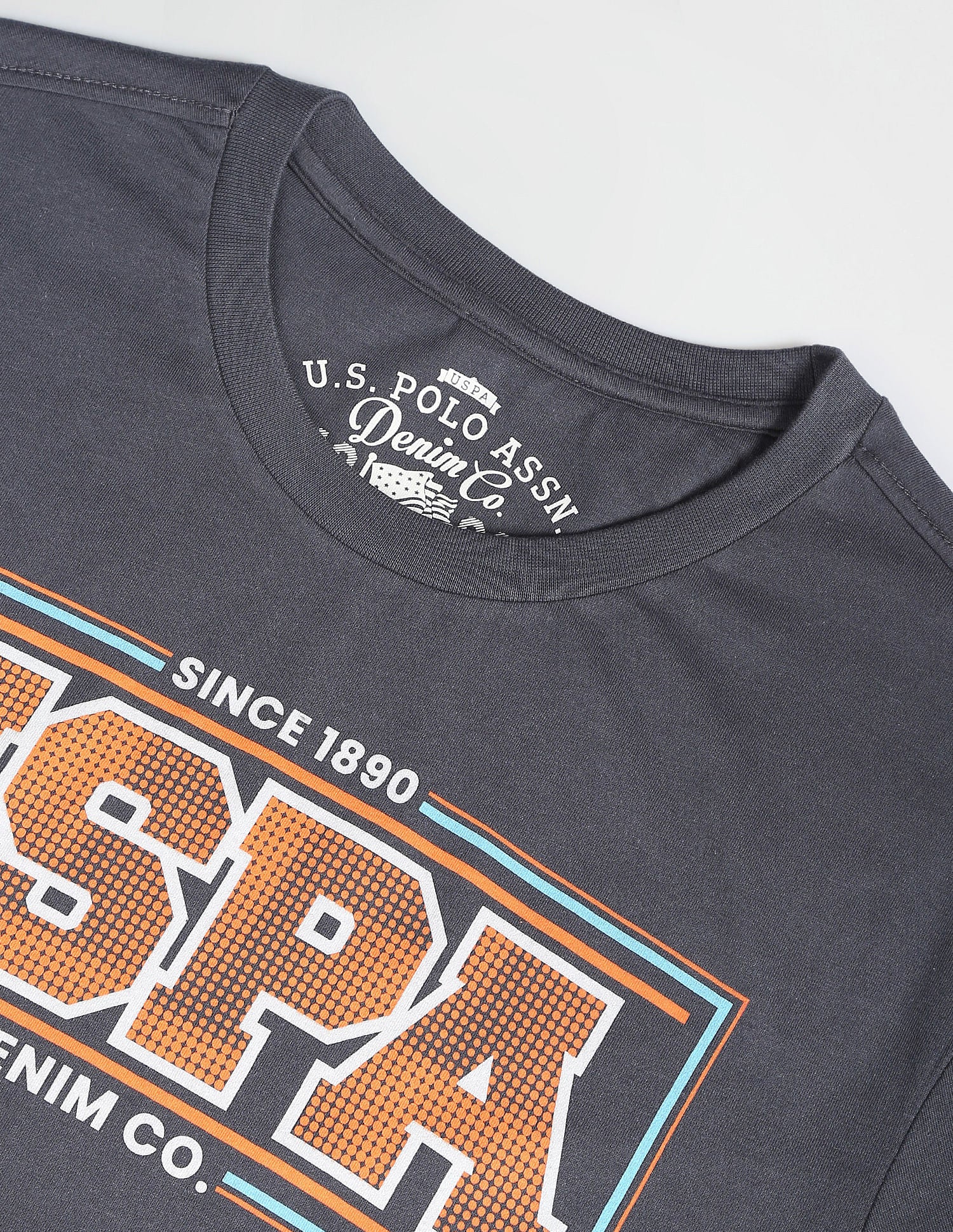 Crew Neck Cotton T-Shirt Grey - U.S. POLO ASSN. | Large