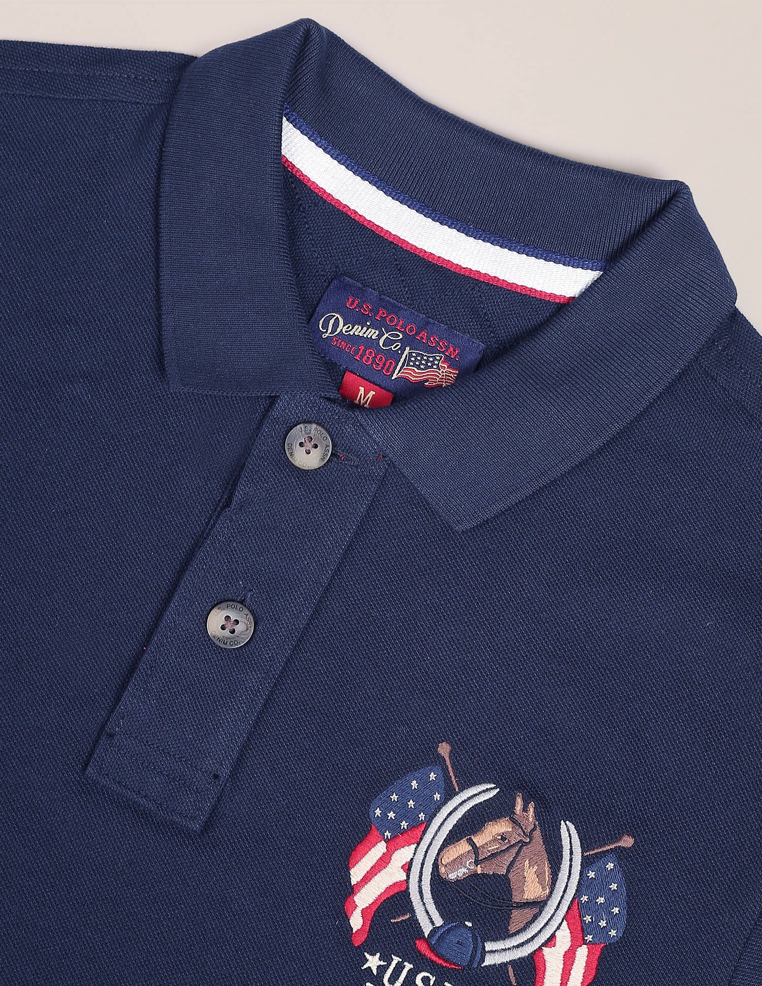 Cotton Solid Polo Shirt Dark Blue - U.S. Polo Assn. India | Large