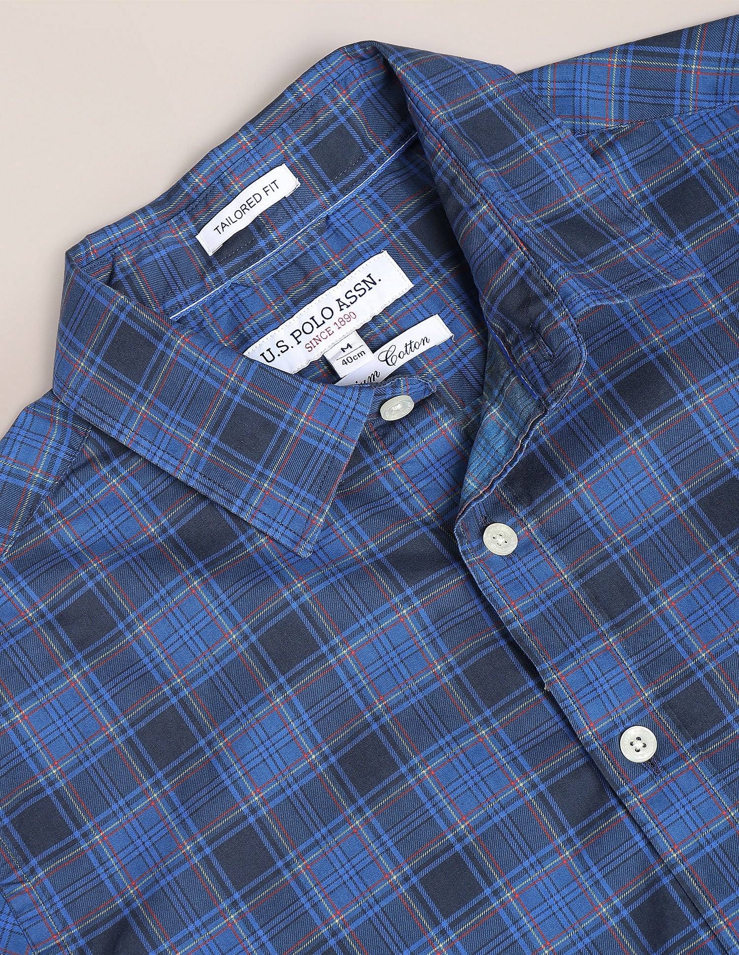 Tartan Check Cotton Shirt Dark Blue - U.S. Polo Assn. India | Large