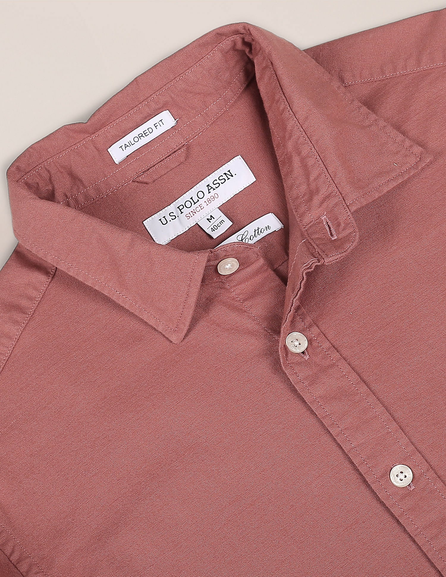 Cutaway Collar Solid Dobby Shirt Rust - U.S. POLO ASSN. | Large
