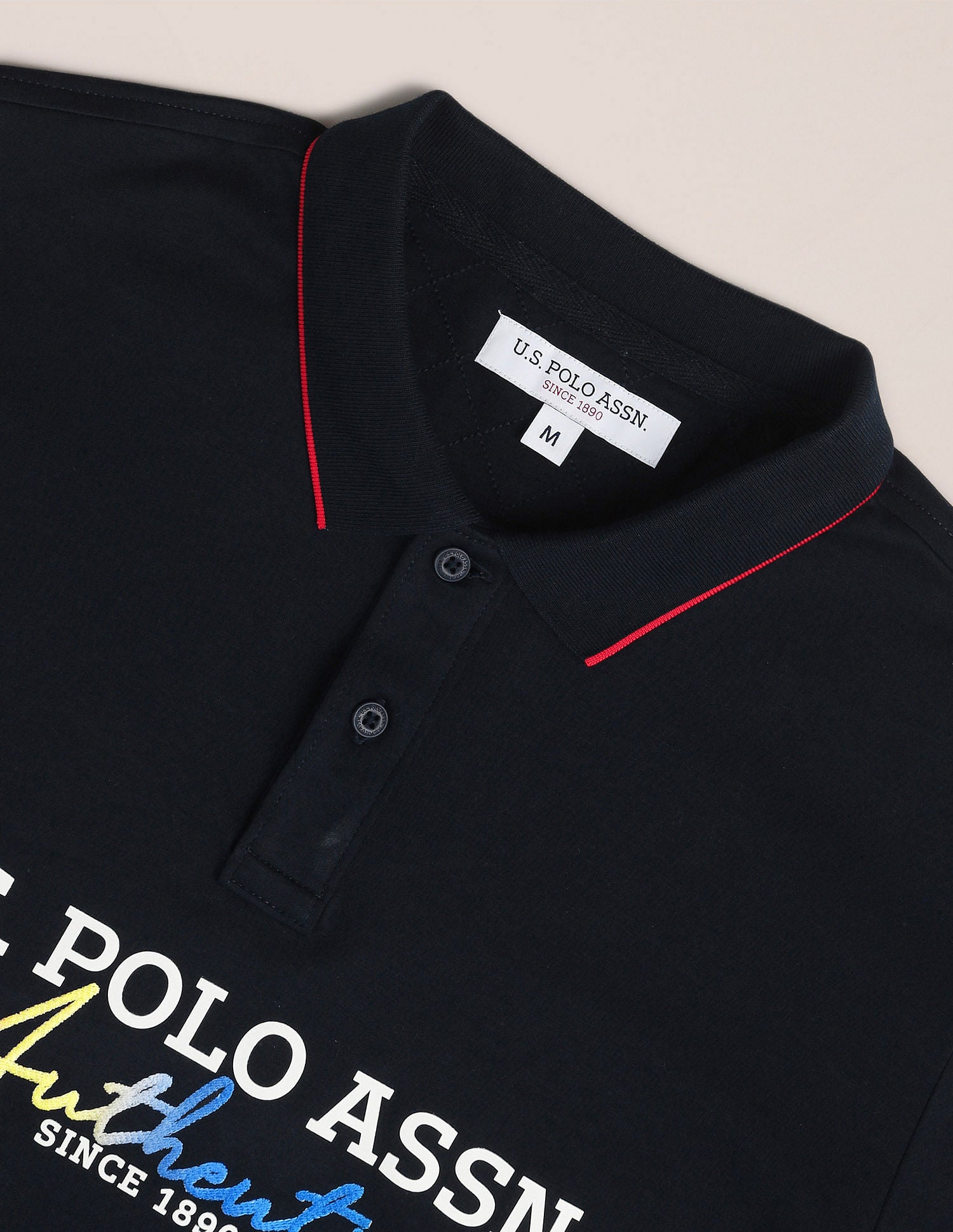 Tipped Collar Embroidered Polo Shirt Navy - U.S. Polo Assn. India | Large