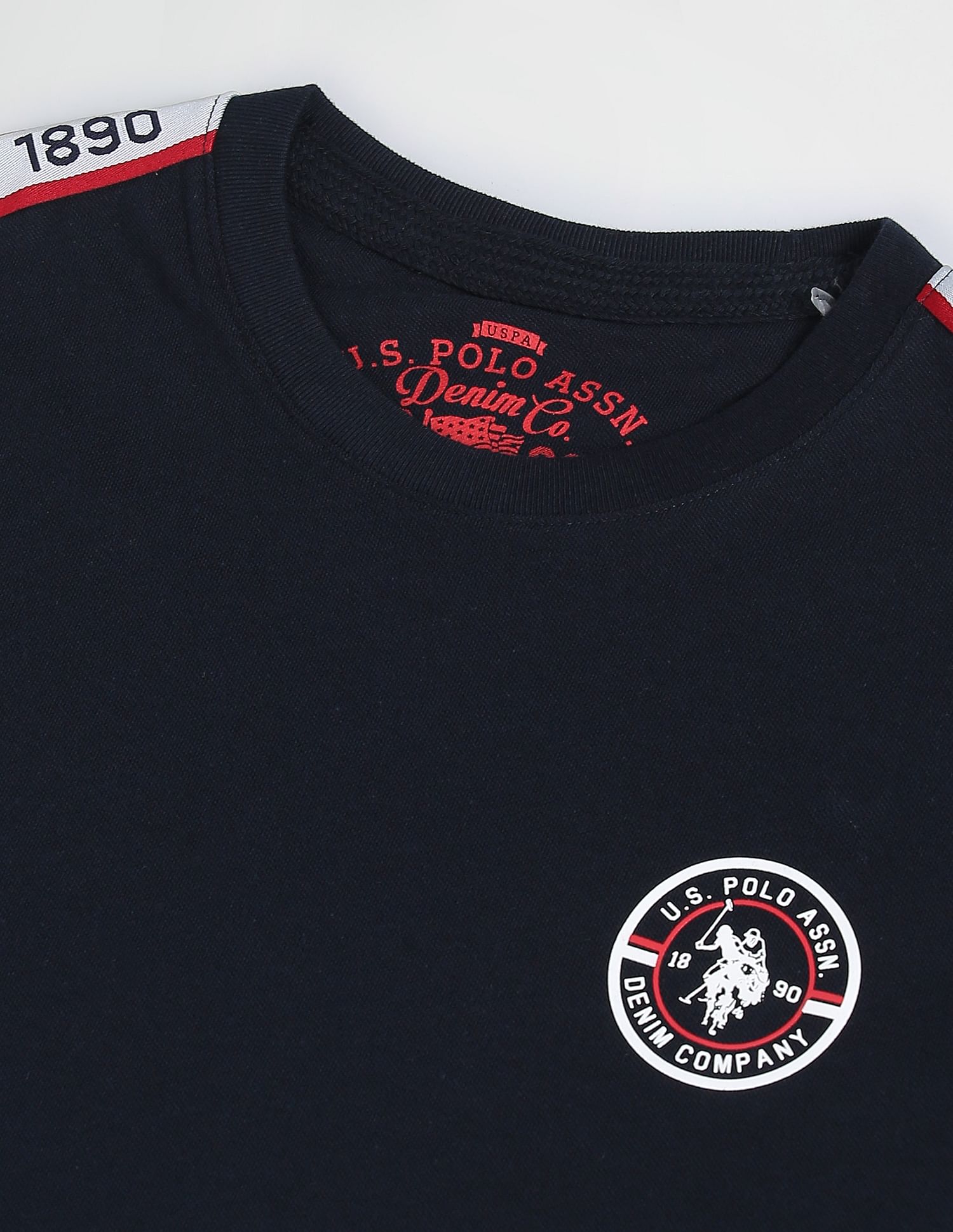 Brand Tape Pure Cotton Solid T-Shirt Navy - U.S. POLO ASSN. | Large