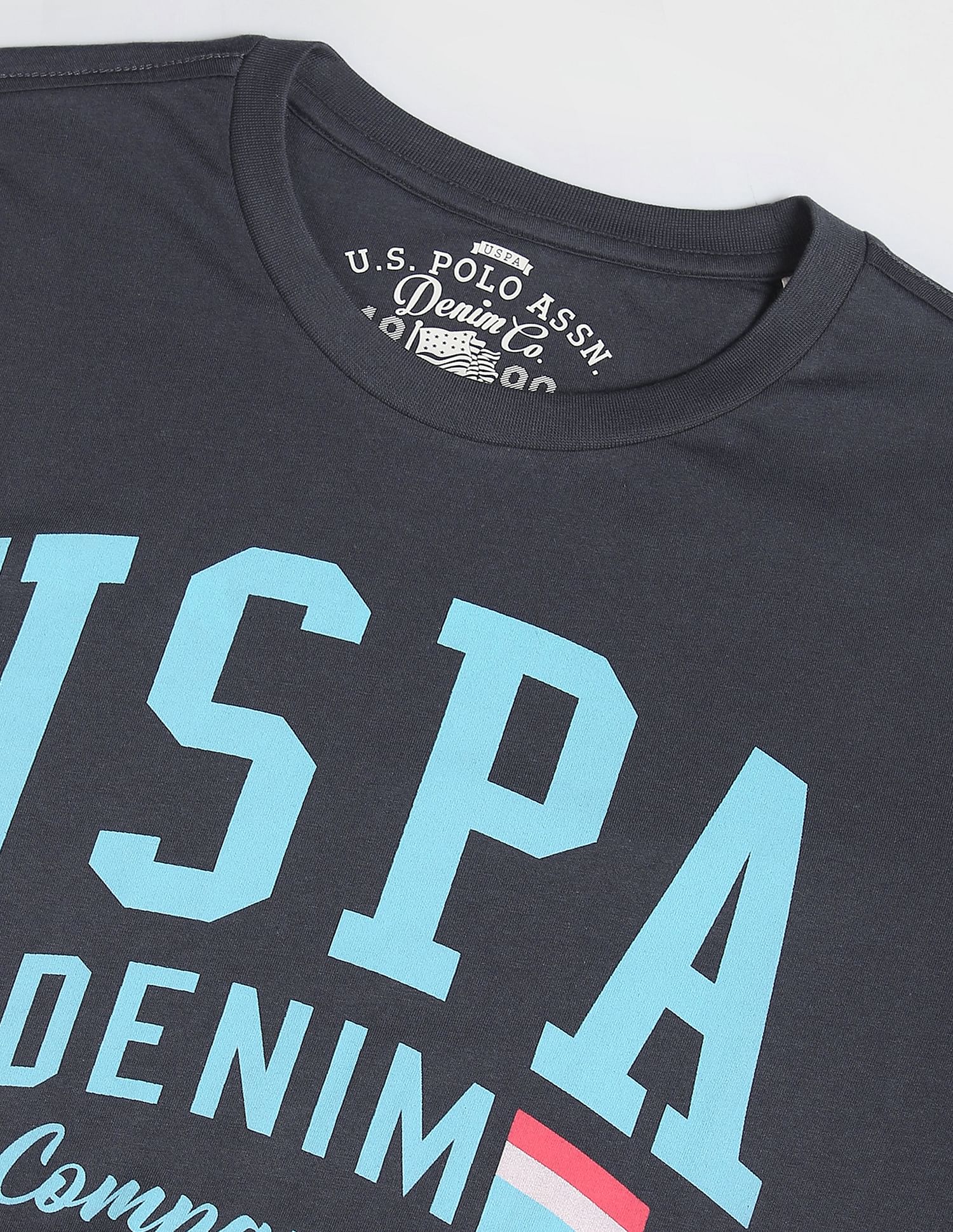 Typographic Print Cotton T-Shirt Dark Grey - U.S. Polo Assn. India | Large
