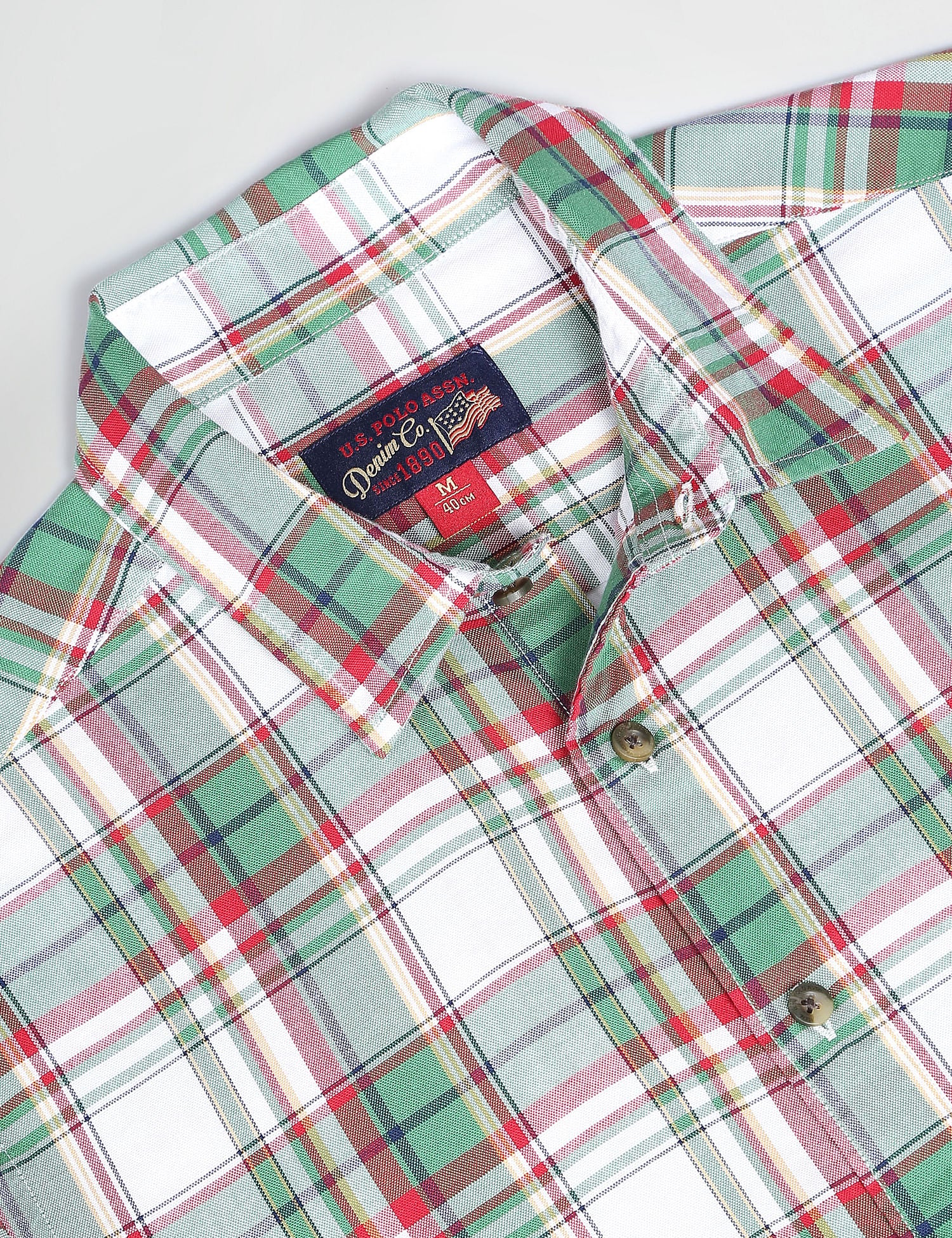 Tartan Check Cotton Shirt Light Green - U.S. Polo Assn. India | Large