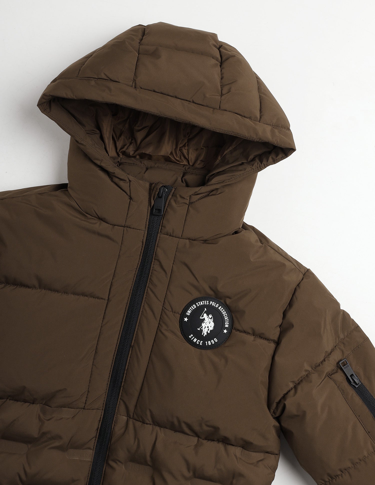 Boys Solid Puffer Jacket Brown - U.S. Polo Assn. India | Large