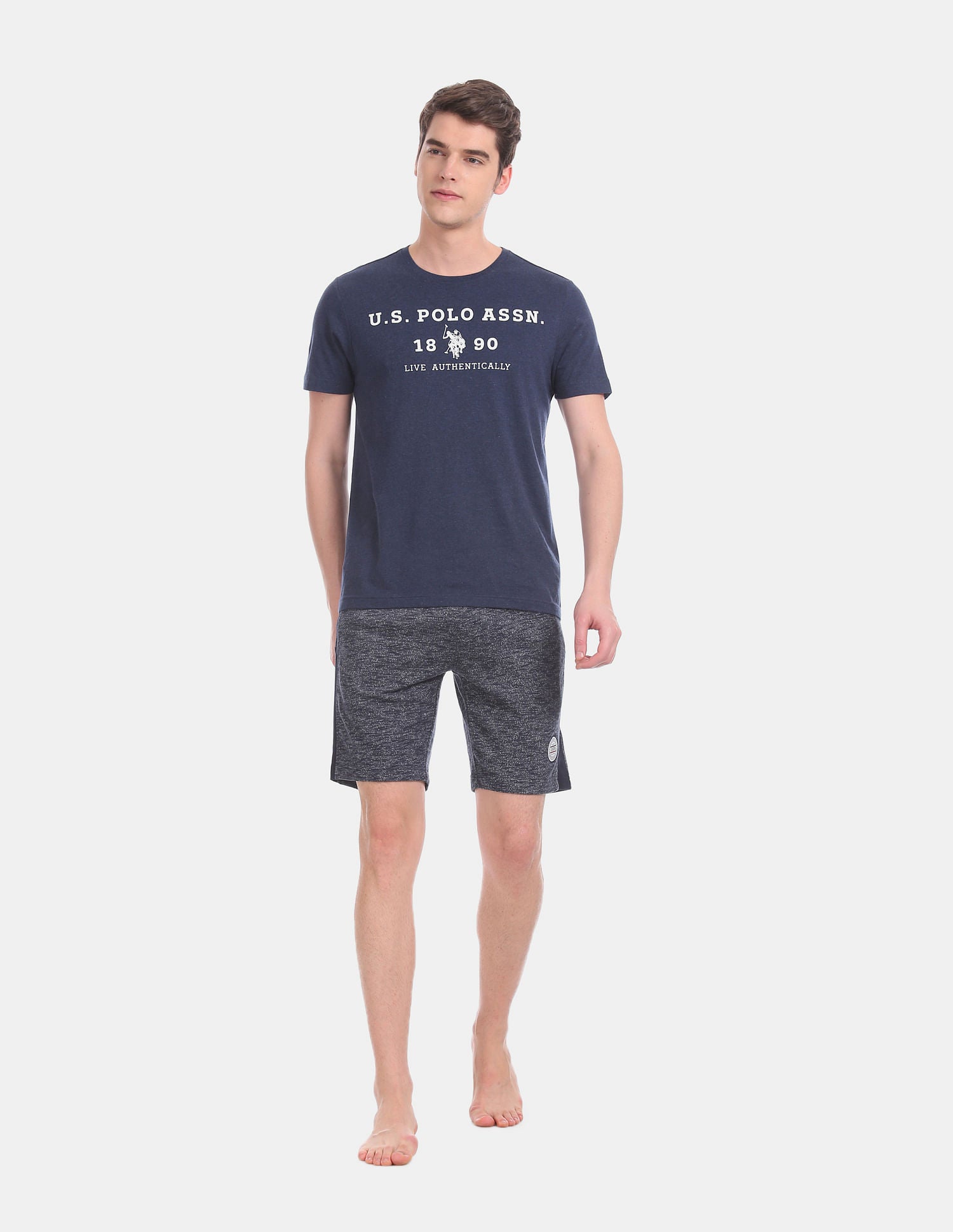 Comfort Fit Heathered I679 Shorts - Pack Of 1 Navy - U.S. POLO ASSN. | Large