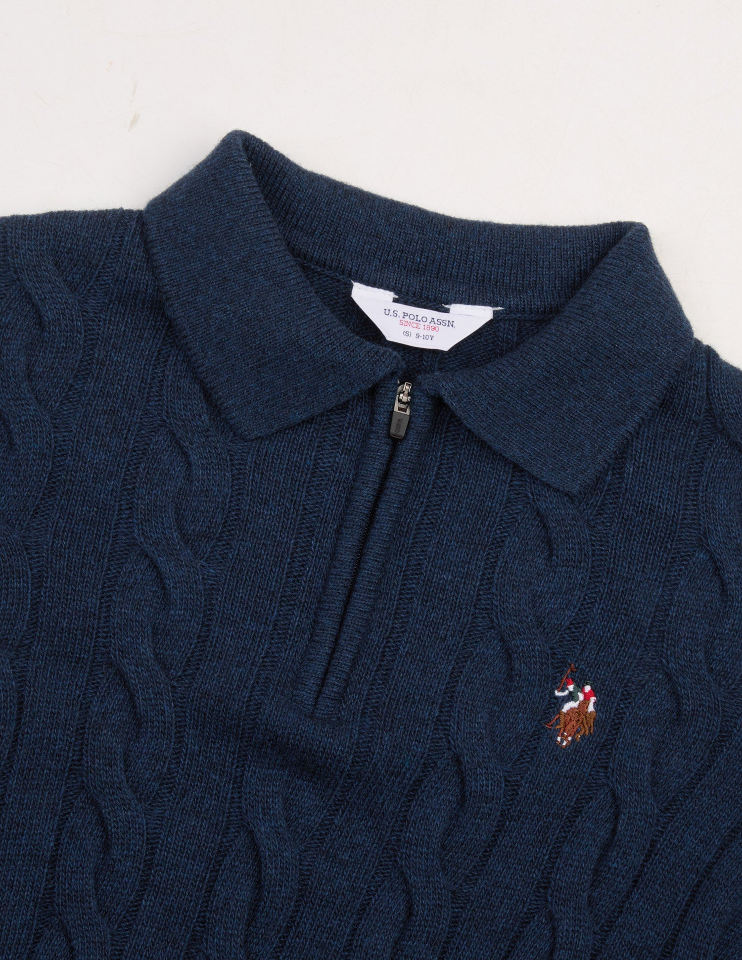 Cable Patterned Knit Regular Fit Sweater Grey Melang - U.S. Polo Assn. India | Large