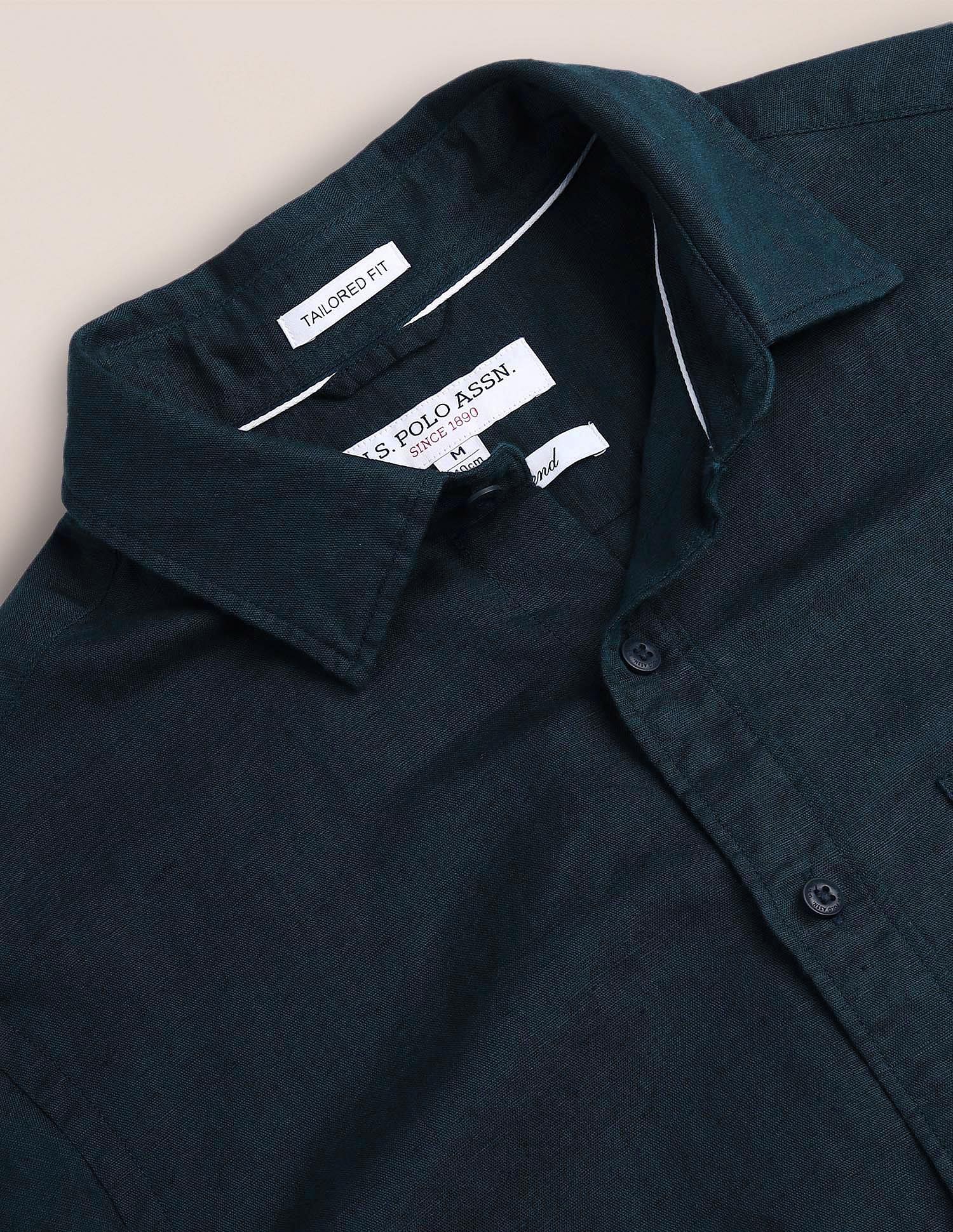 Solid Tailored Fit Shirt Navy - U.S. POLO ASSN. | Large