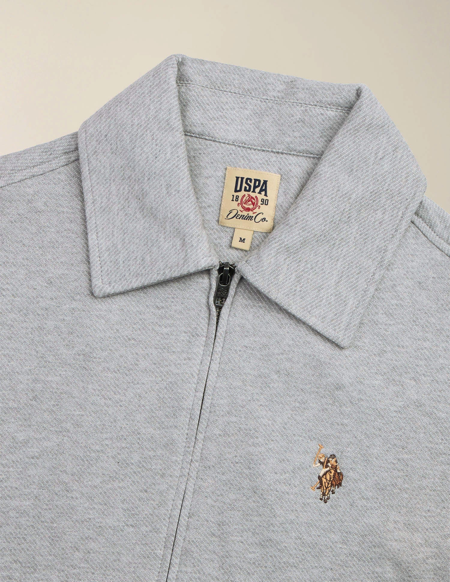 Heathered Regular Fit Zipper Sweatshirt Grey Melang - U.S. Polo Assn. India | Large