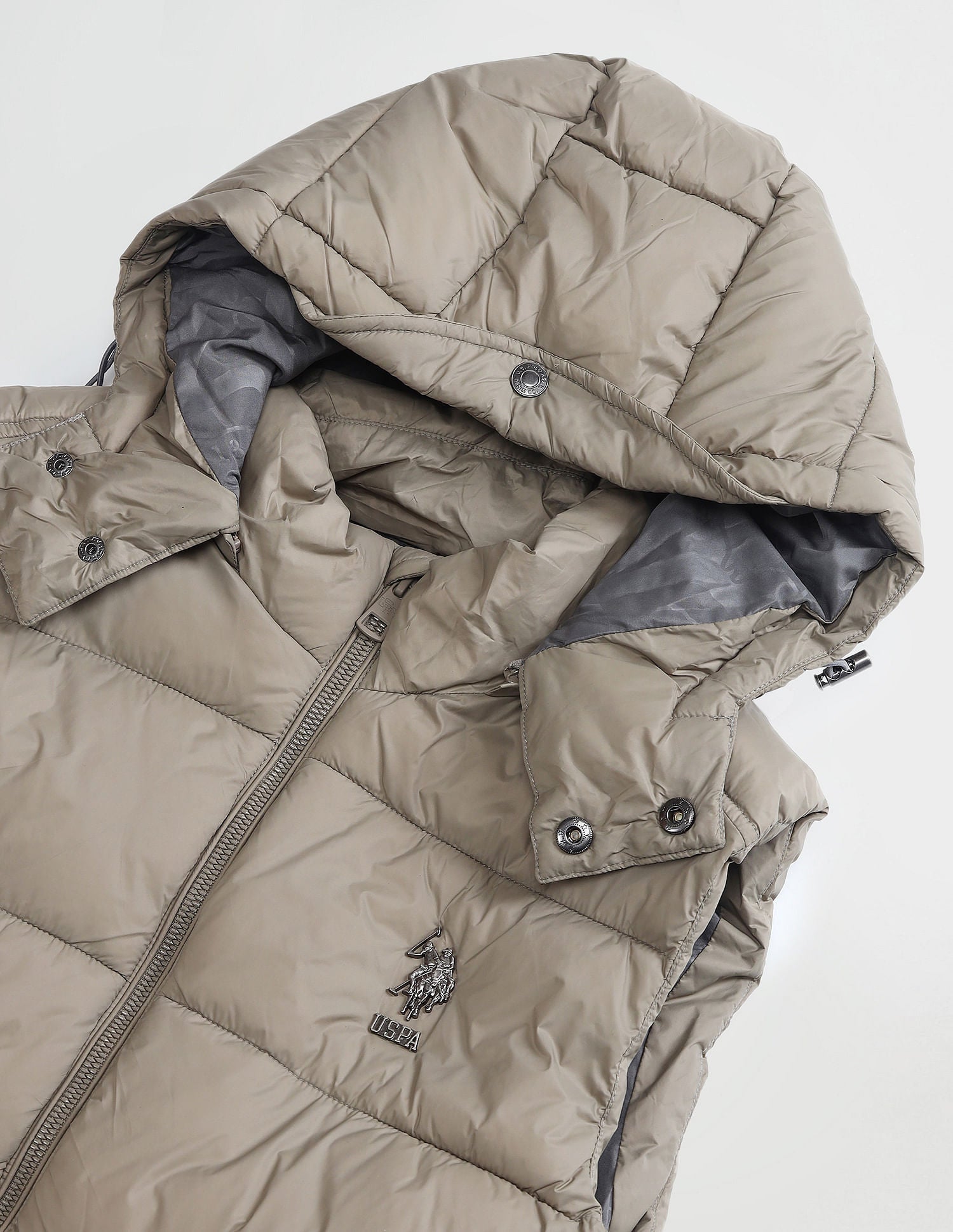 Detachable Hood Padded Jacket Metalic Khakhi - U.S. POLO ASSN. | Large