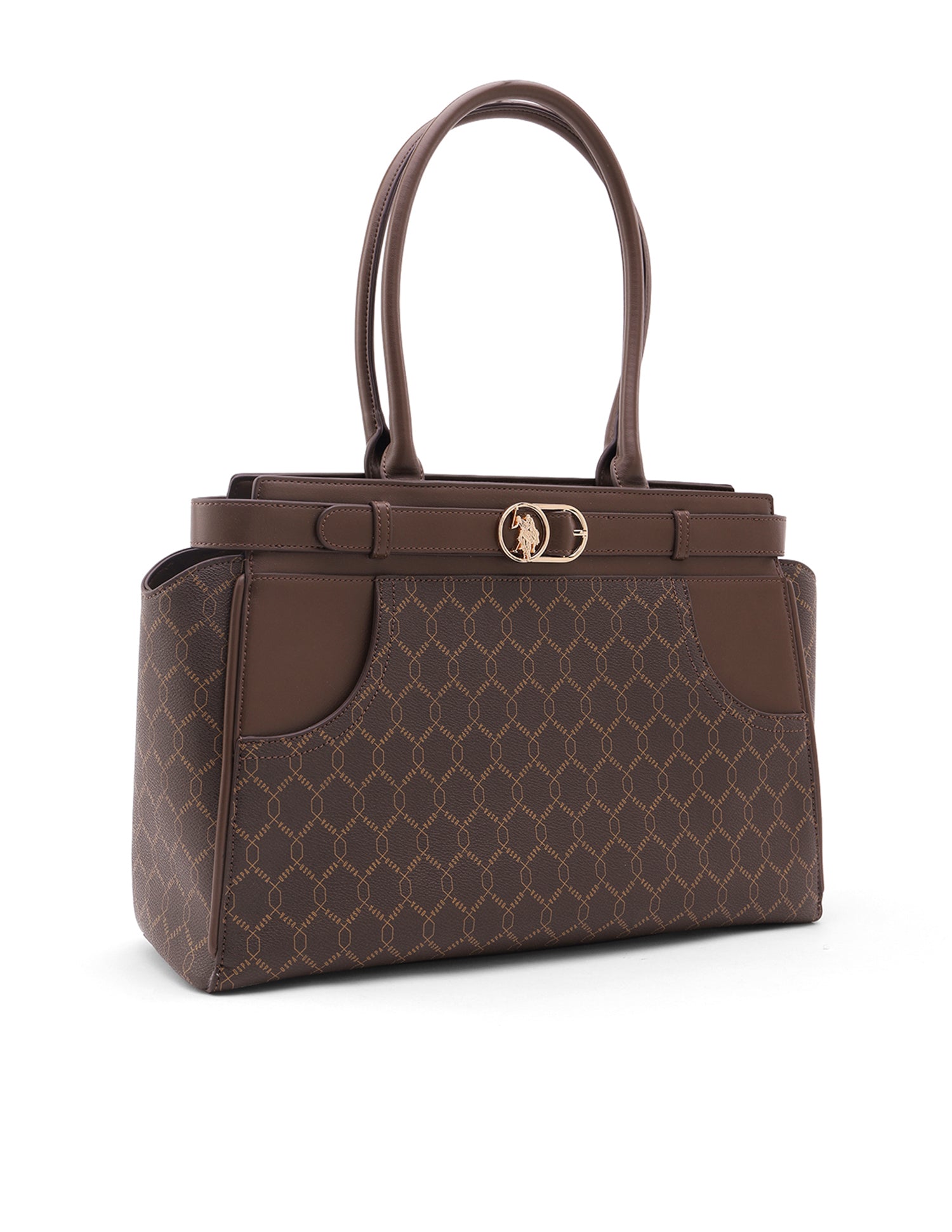 Claudine Monogram Tote Bag Dark Brown - U.S. Polo Assn. India | Large