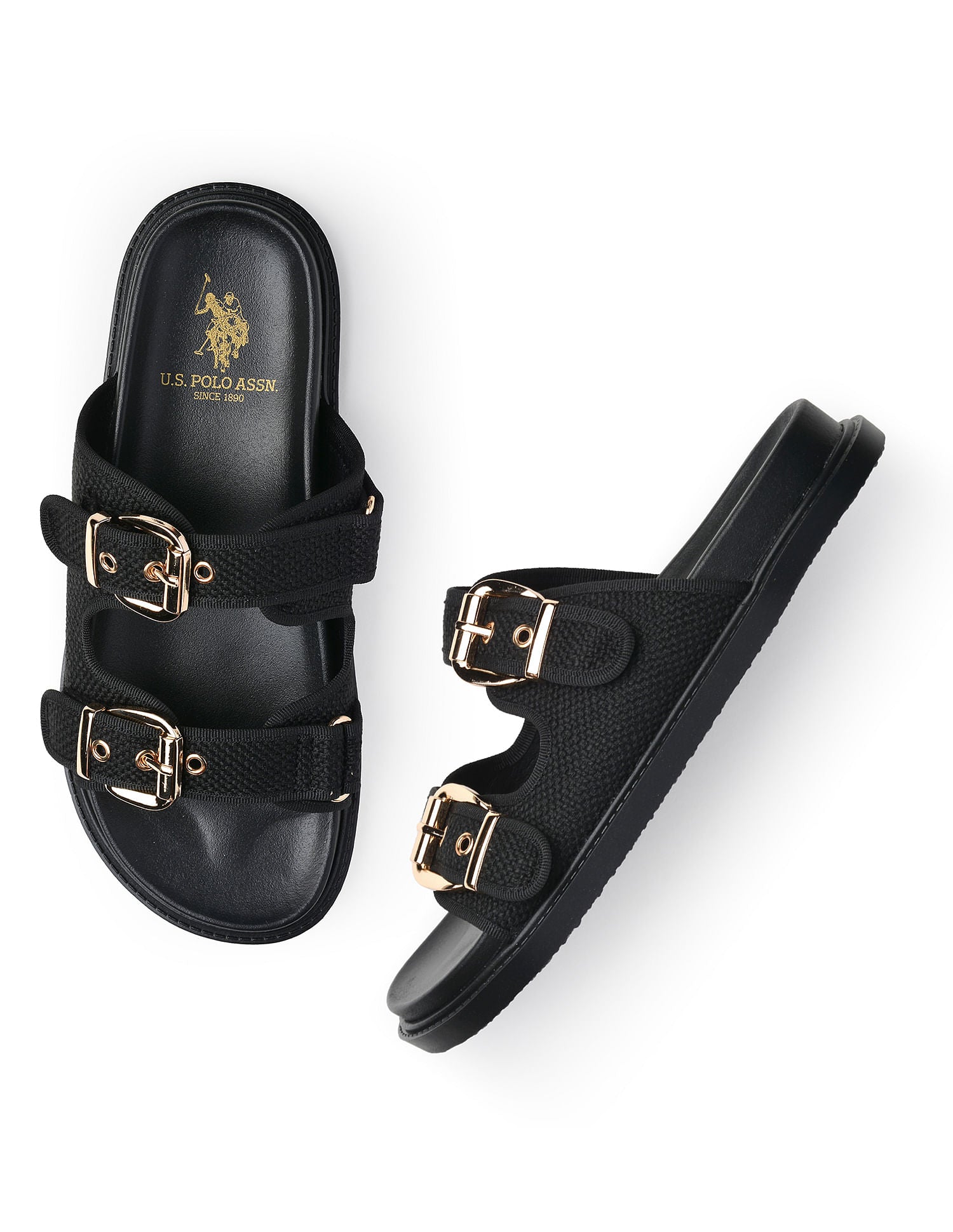 Textured Marcella Slippers Black - U.S. Polo Assn. India | Large