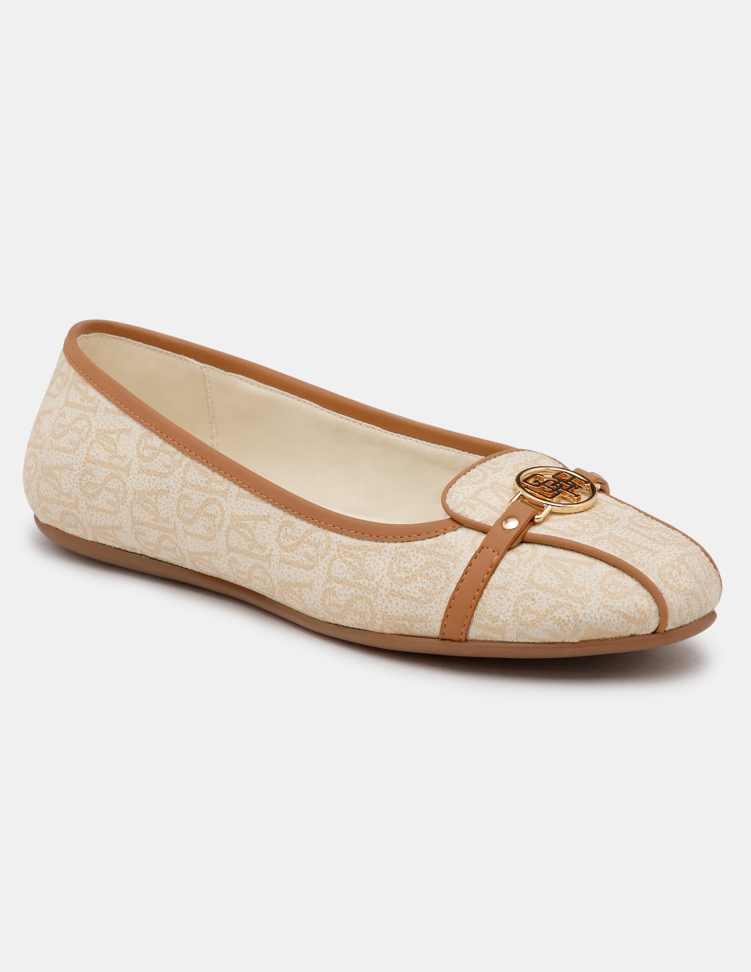 Women Alina 3.0 Brand Printed Round Toe Ballerinas Off White - U.S. Polo Assn. India | Large