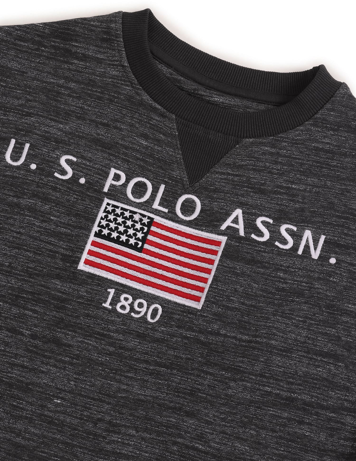 Heathered Embroidered Sweatshirt Dark Grey - U.S. Polo Assn. India | Large