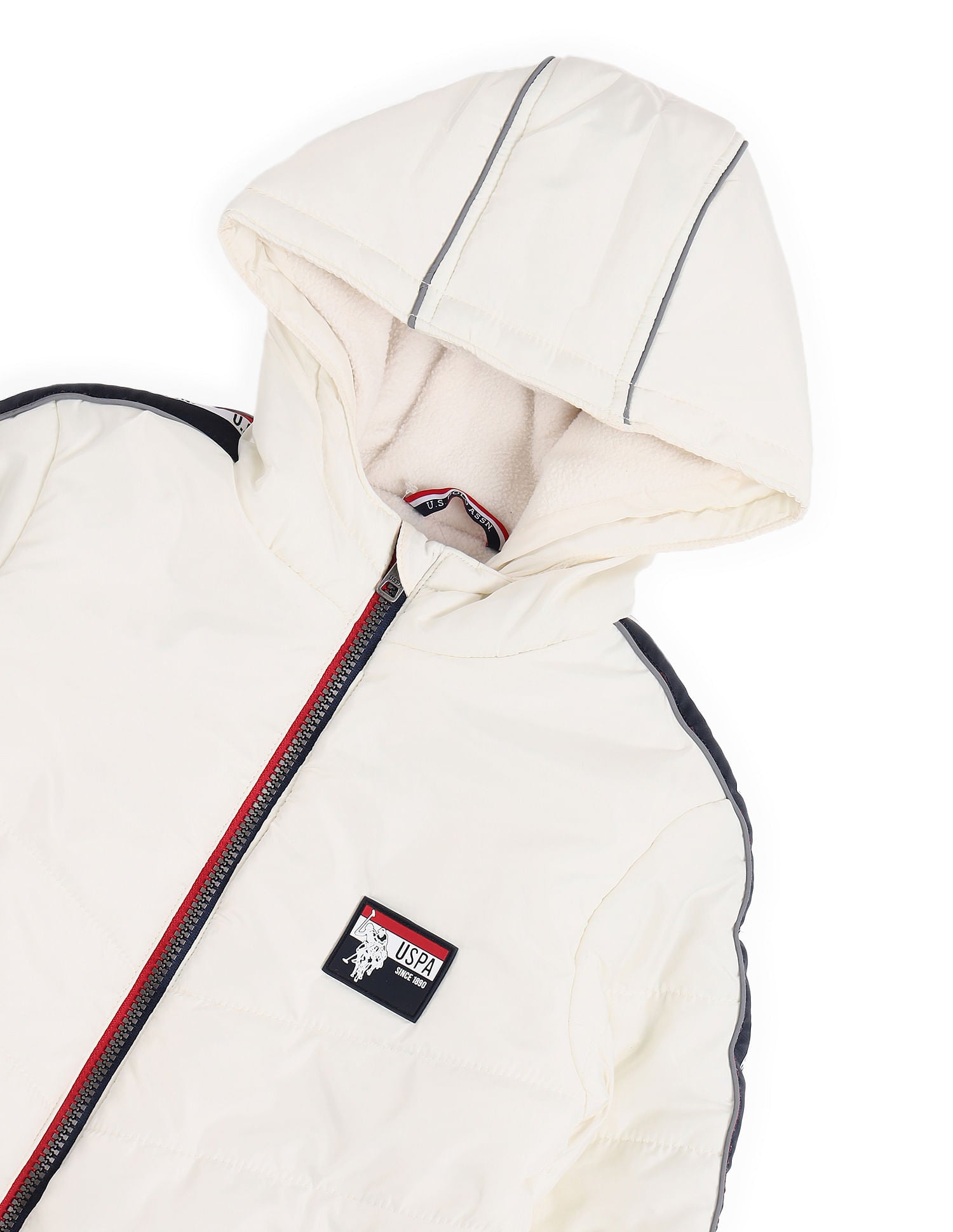 Boys Solid Hooded Jackets White - U.S. POLO ASSN. | Large