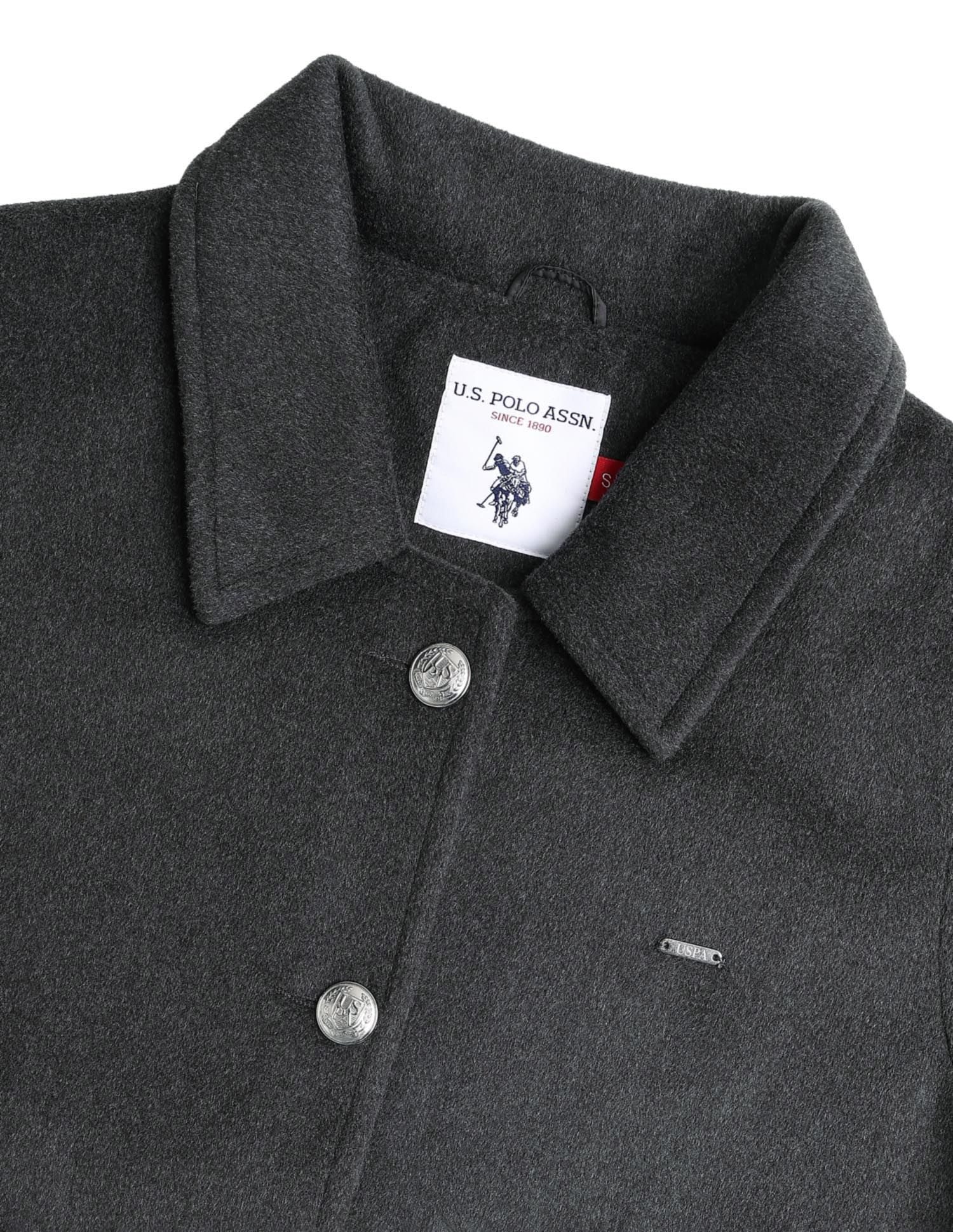 Textured Cropped Regular Fit Jacket Grey - U.S. POLO ASSN. | Large