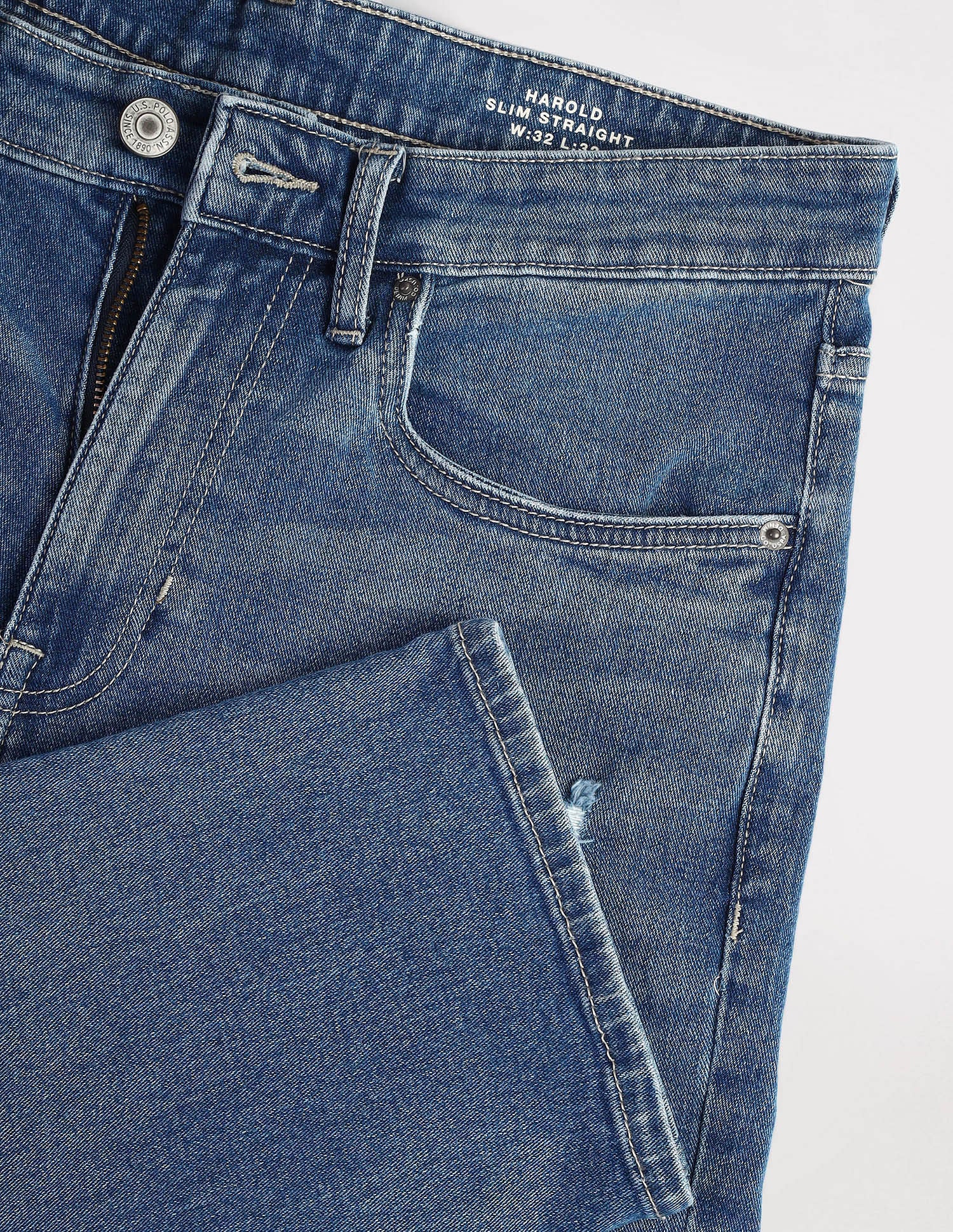 Harold Slim Straight Fit Blue Jeans Blue - U.S. Polo Assn. India | Large
