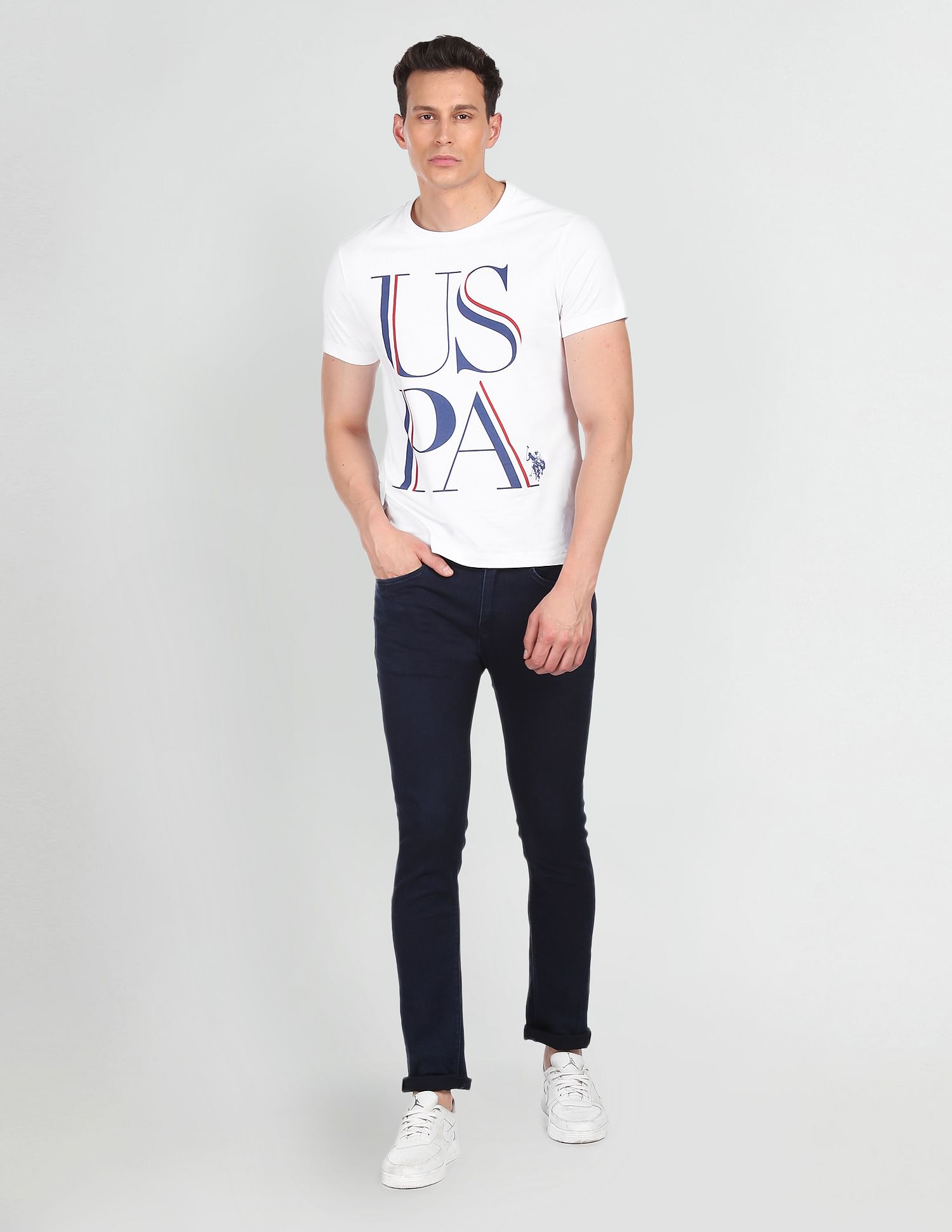 Crew Neck Brand Print T-Shirt White - U.S. POLO ASSN. | Large