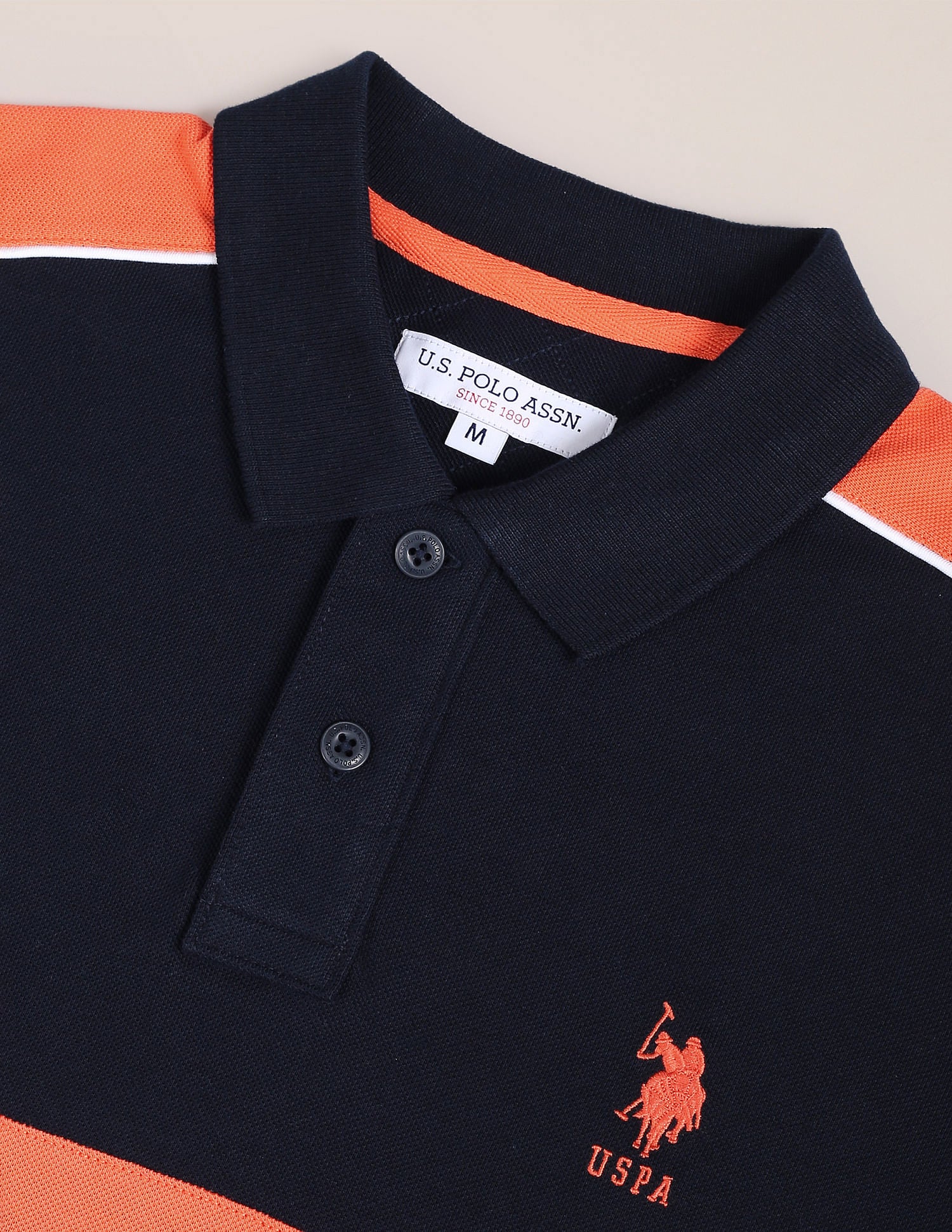 Brand Embroidered Pique Polo Shirt Navy - U.S. Polo Assn. India | Large