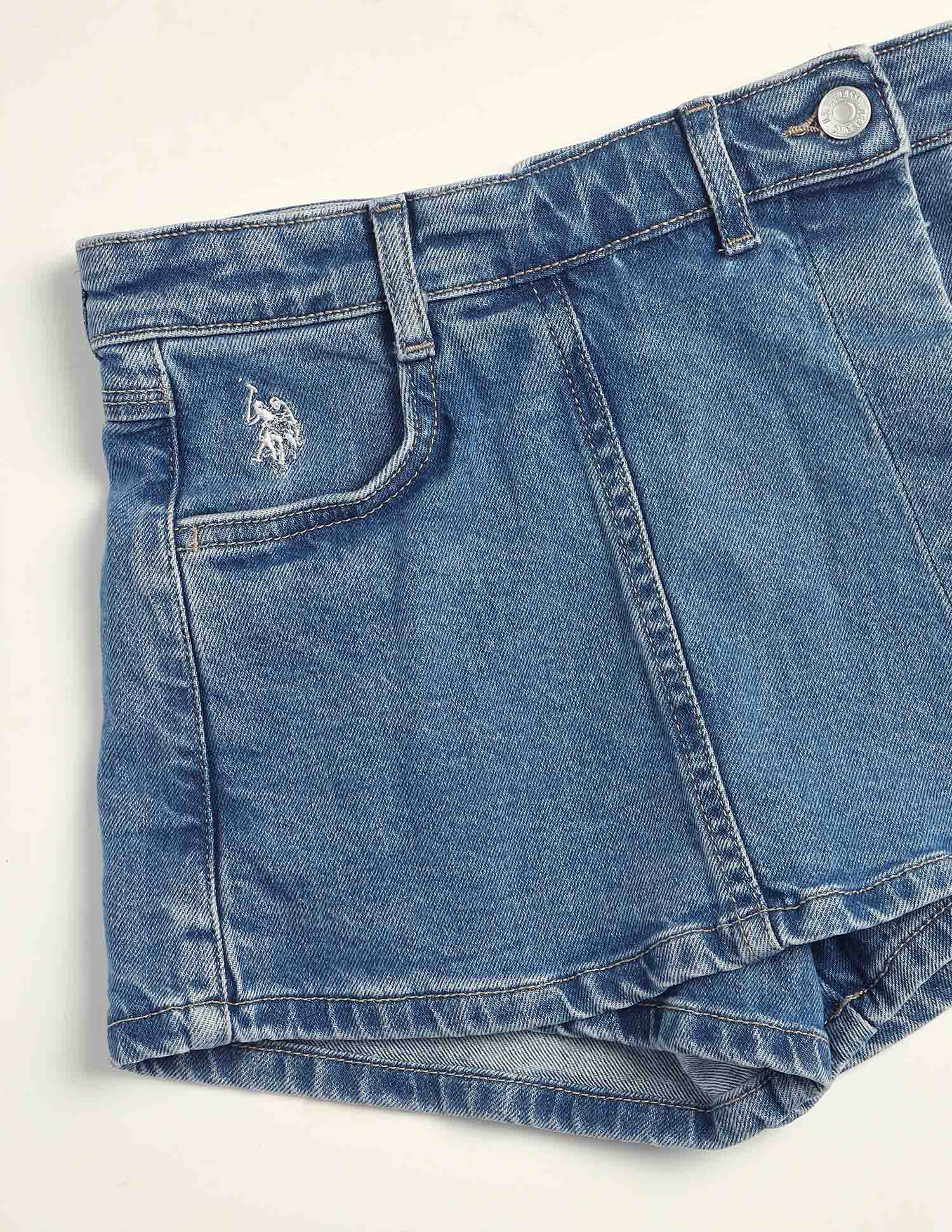Comfort Fit Denim Skort Medium Blue - U.S. Polo Assn. India | Large
