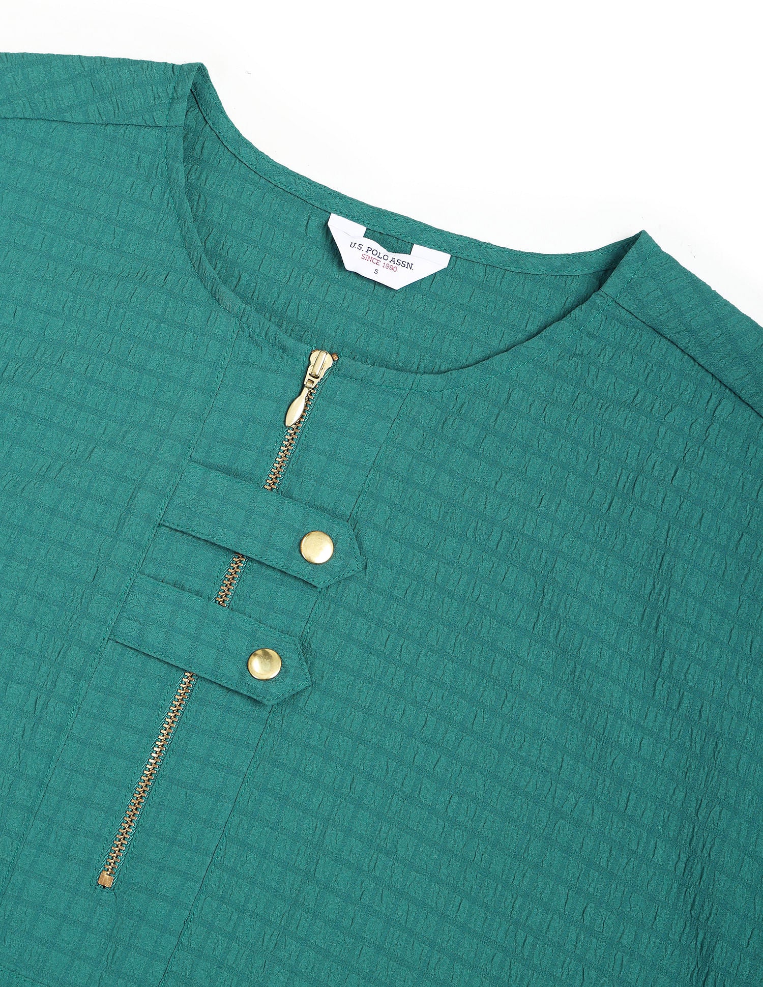 Extended Sleeve Textured Top Teal - U.S. POLO ASSN. | Large