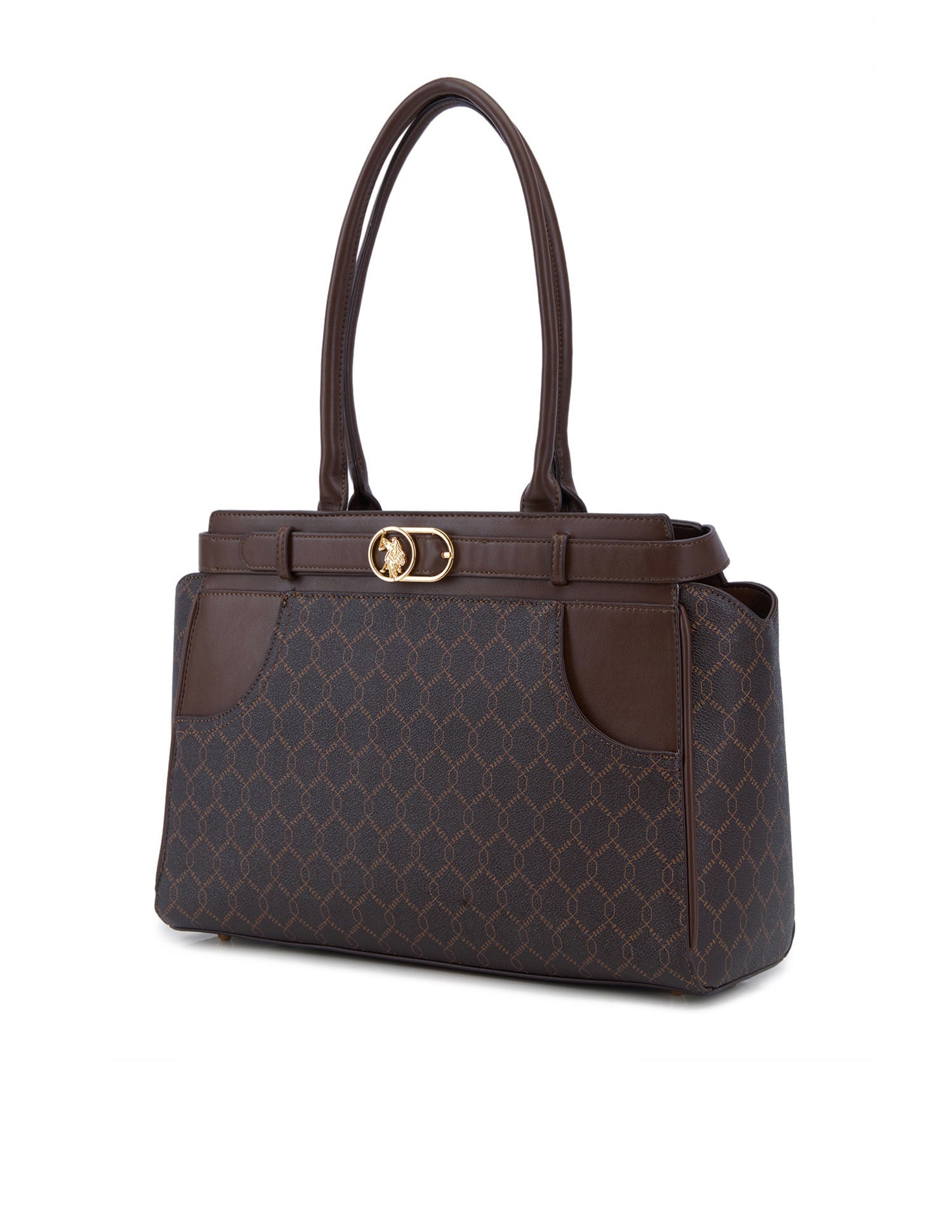Claudine Monogram Tote Bag Dark Brown - U.S. Polo Assn. India | Large