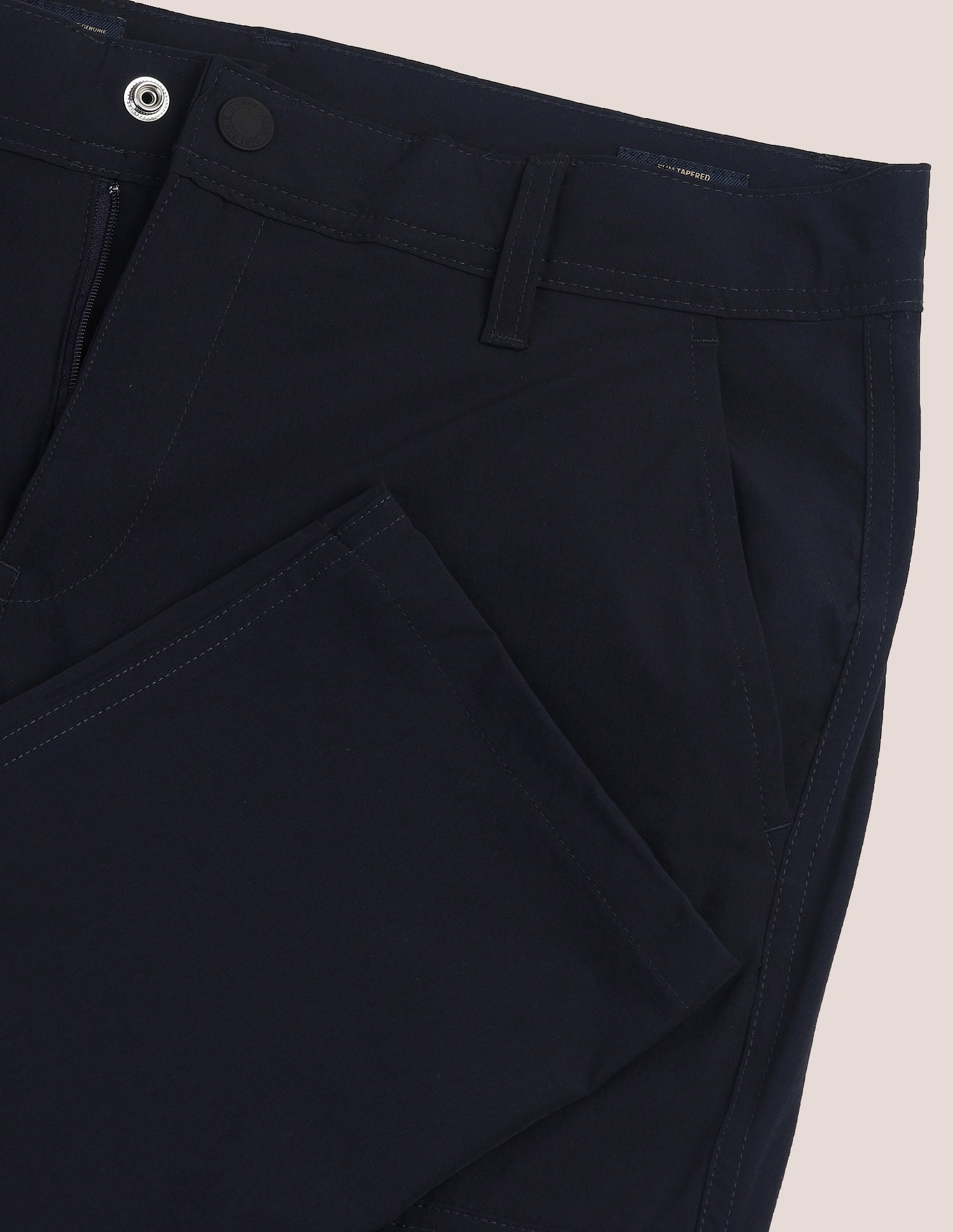 Solid Slim Straight Fit Trousers Navy - U.S. Polo Assn. India | Large