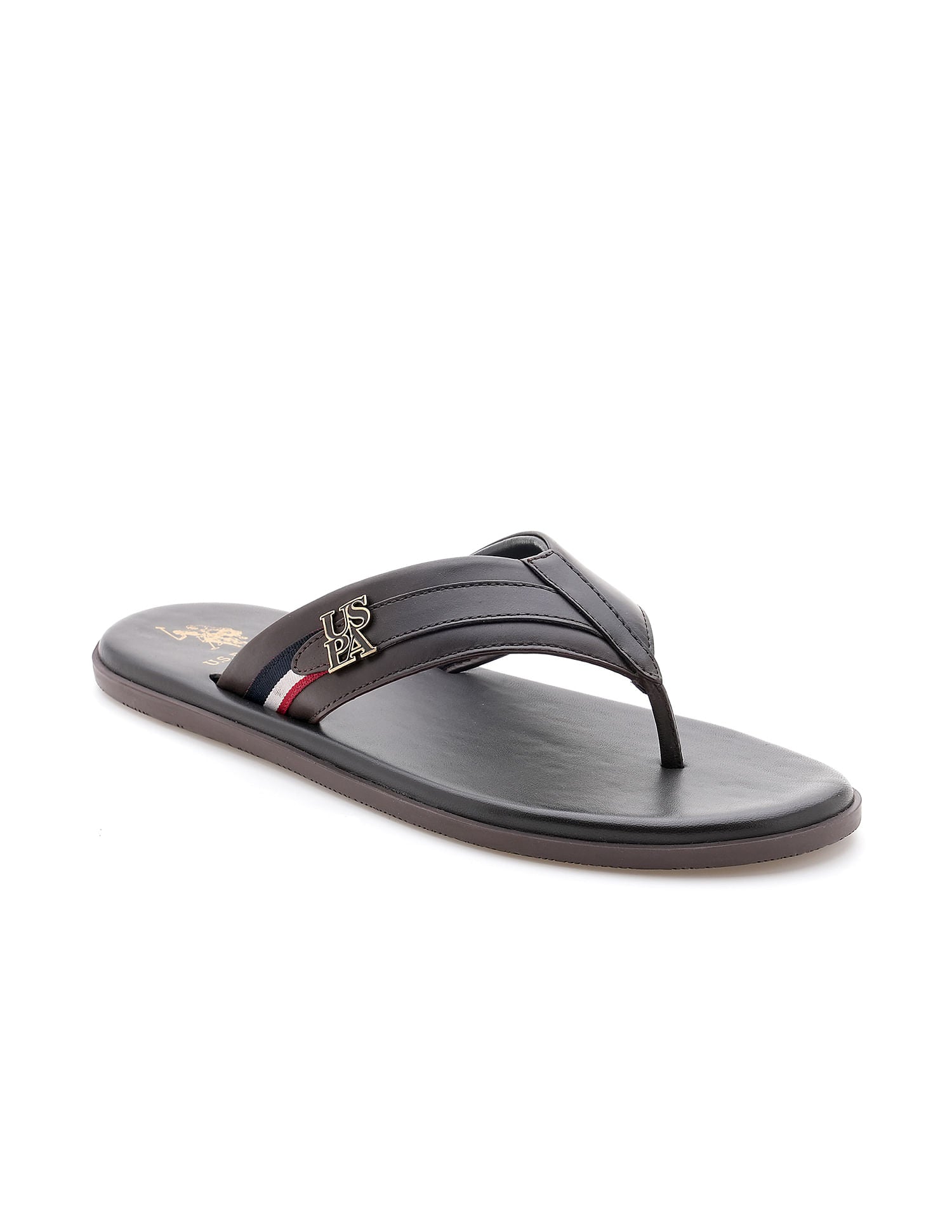 Men Broad Strap Hendrik Flip Flops Brown - U.S. Polo Assn. India | Large