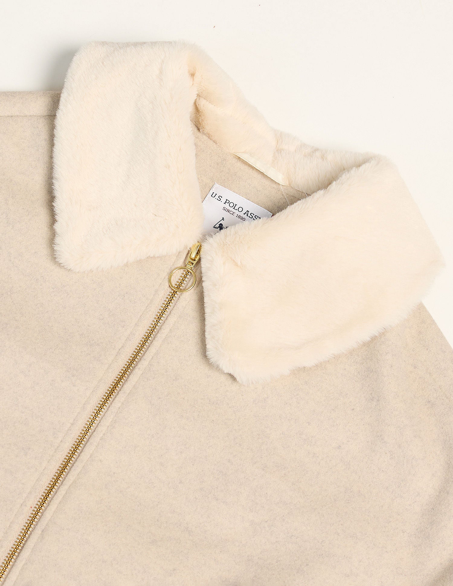 Fur Collar Kimono Jacket Off White - U.S. POLO ASSN. | Large