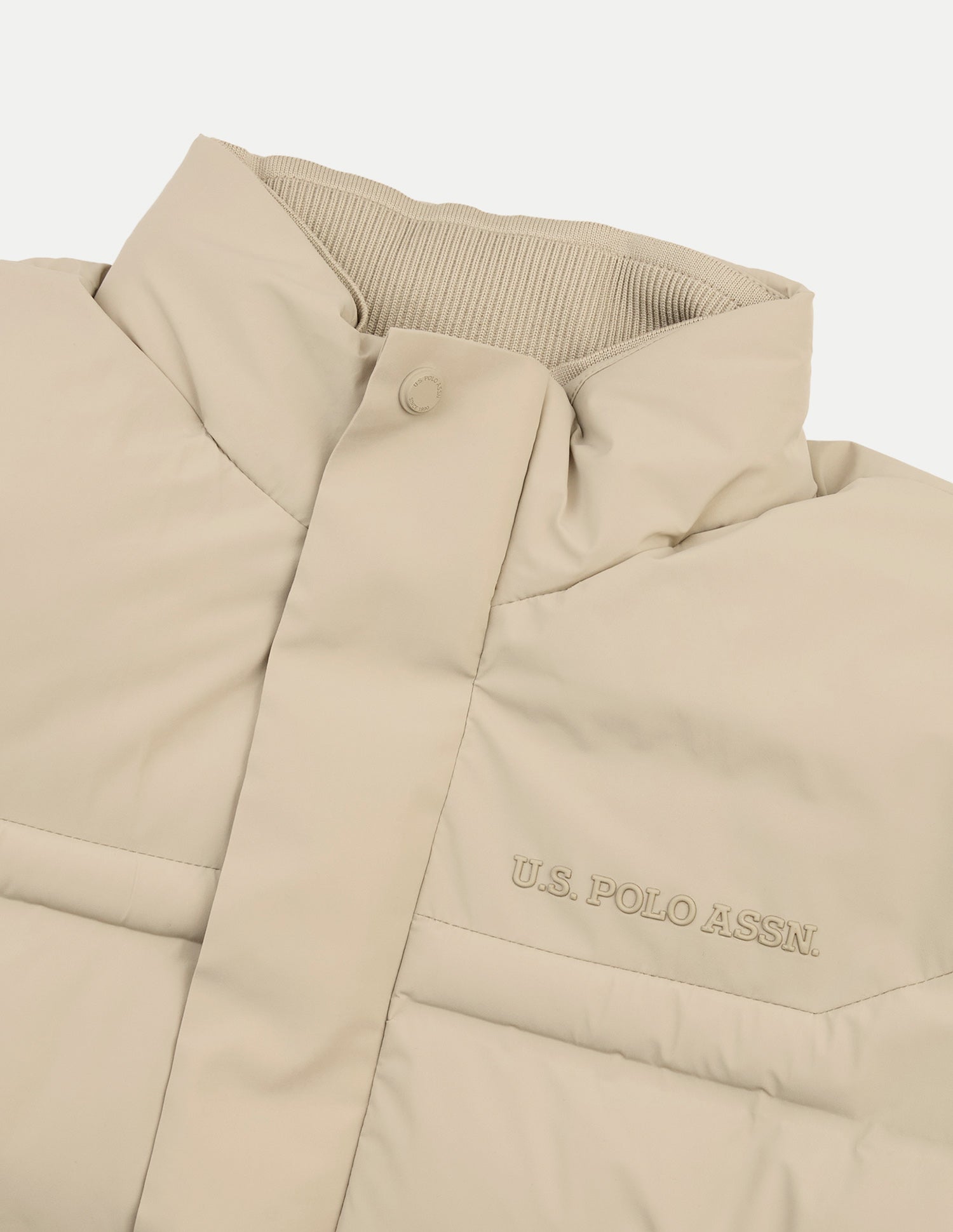 Solid Regular Fit Puffer Jacket Beige - U.S. Polo Assn. India | Large