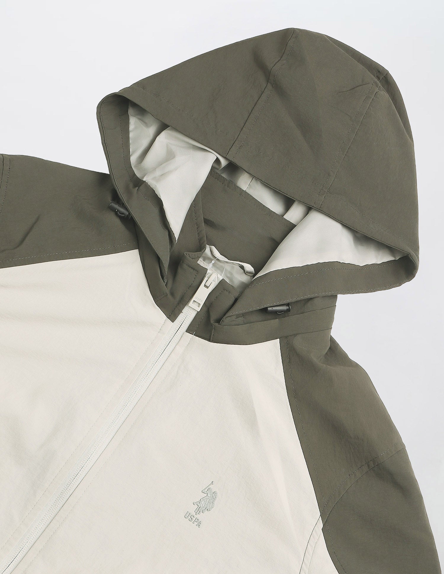 Colour Blocked Detachable Hood Jacket Ecru - U.S. POLO ASSN. | Large