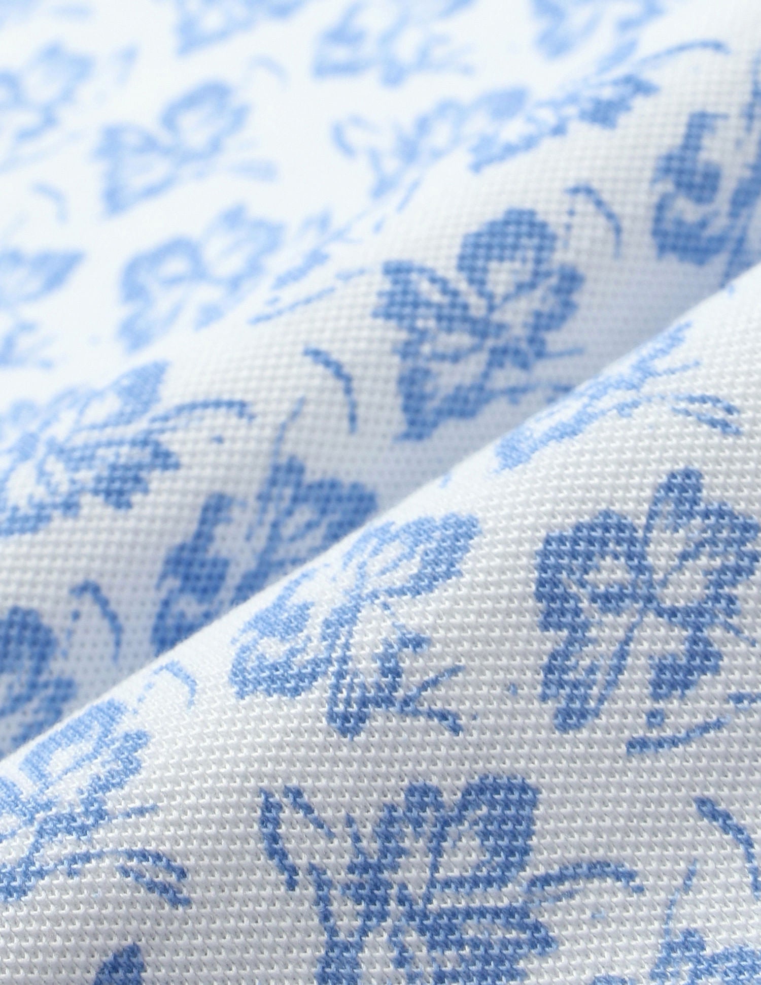 Pure Cotton Floral Polo Shirt Blue and White - U.S. POLO ASSN. | Large