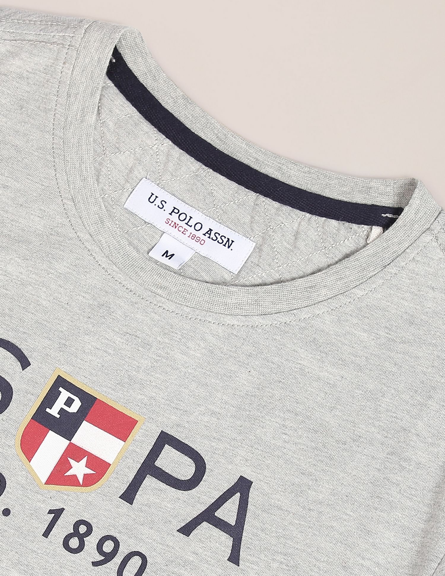 Brand Print Heathered Cotton T-Shirt Grey - U.S. POLO ASSN. | Large