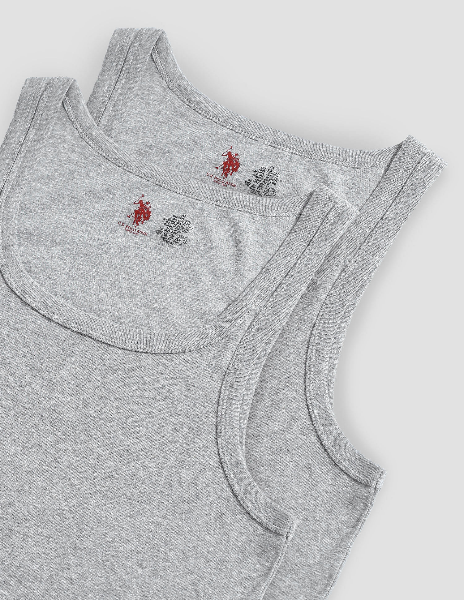 Pure Cotton EV006 Vest - Pack Of 2 Grey Melange - U.S. POLO ASSN. | Large