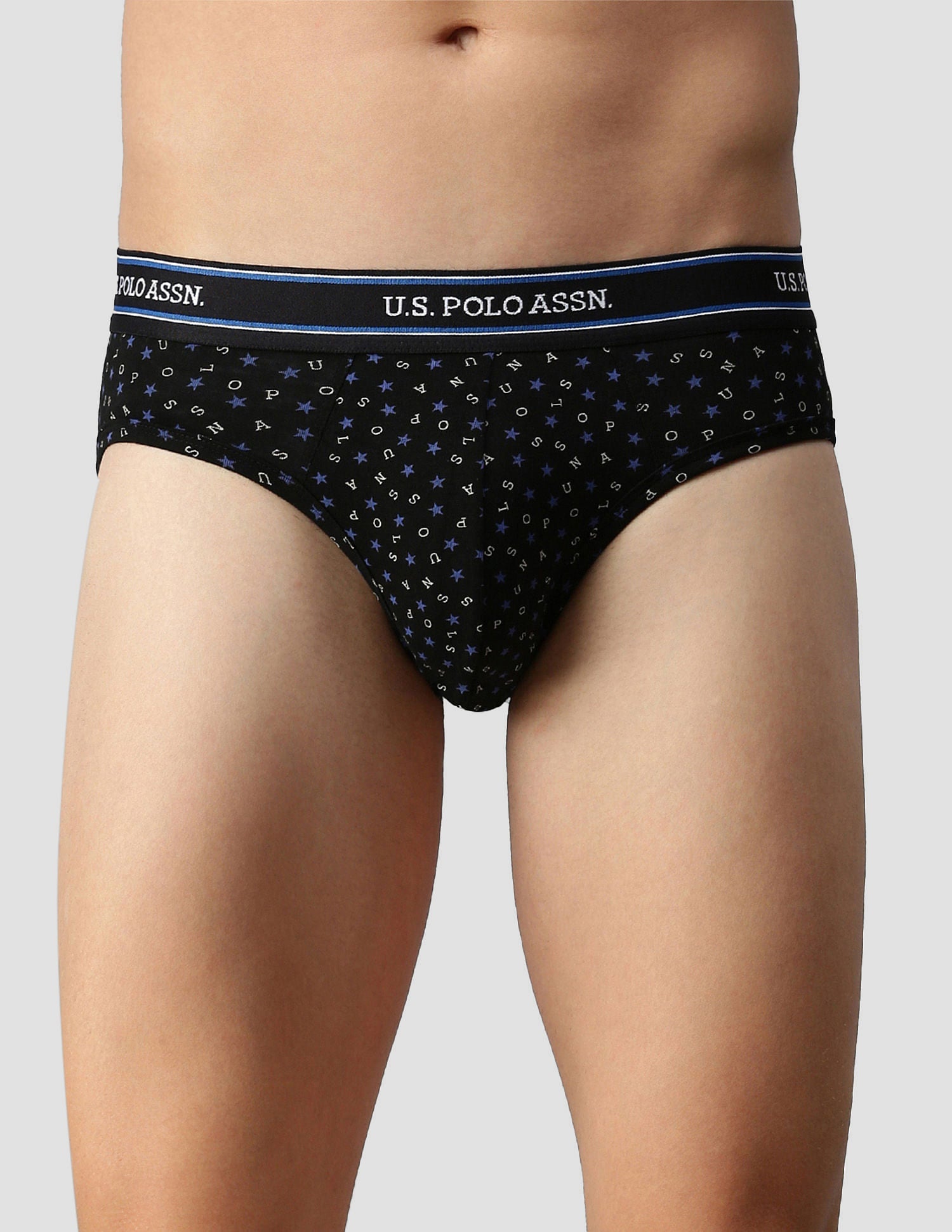 All Over Print Cotton Spandex I615 Briefs - Pack Of 3 Black, Red and Blue - U.S. POLO ASSN. | Large