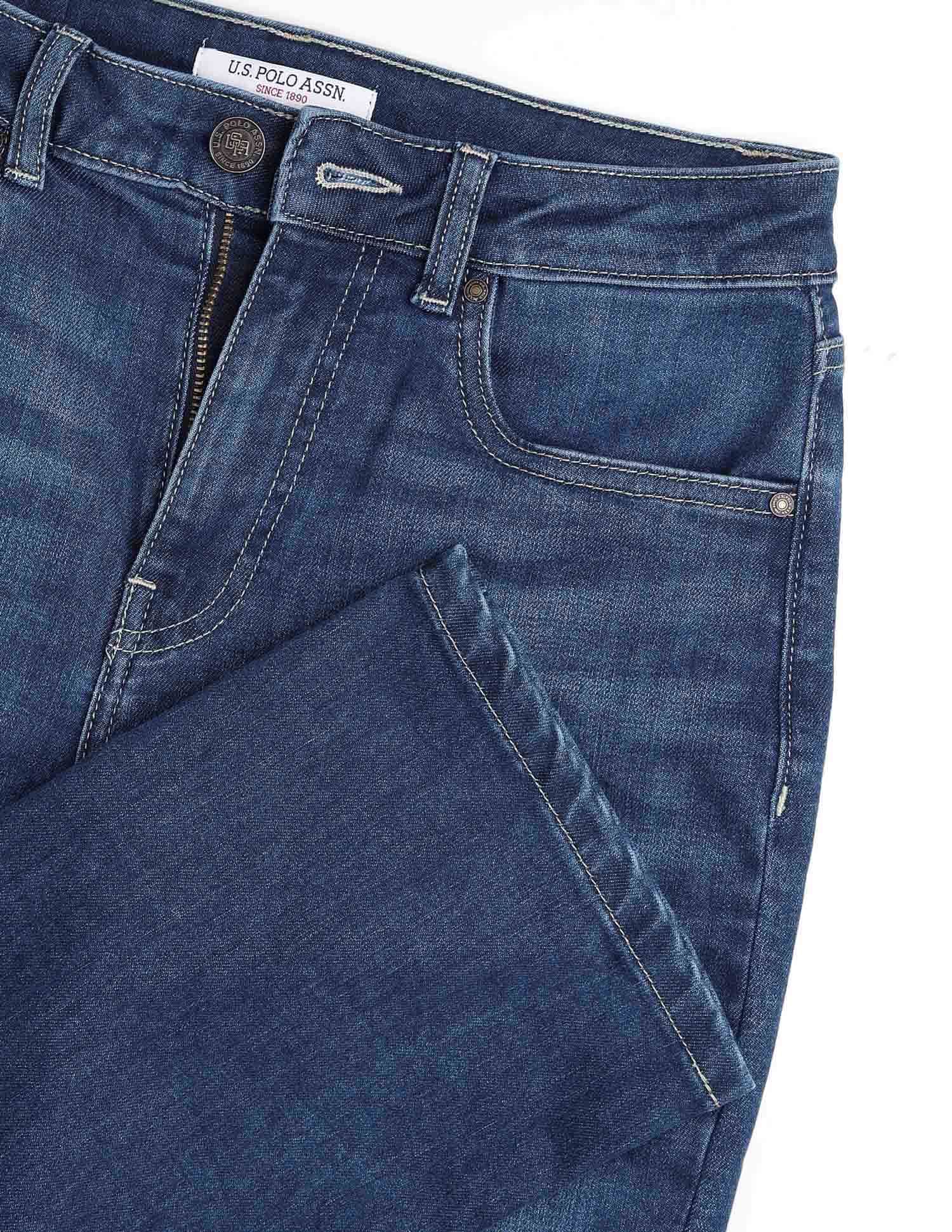 High Rise Straight Fit Jeans Mid Blue - U.S. Polo Assn. India | Large