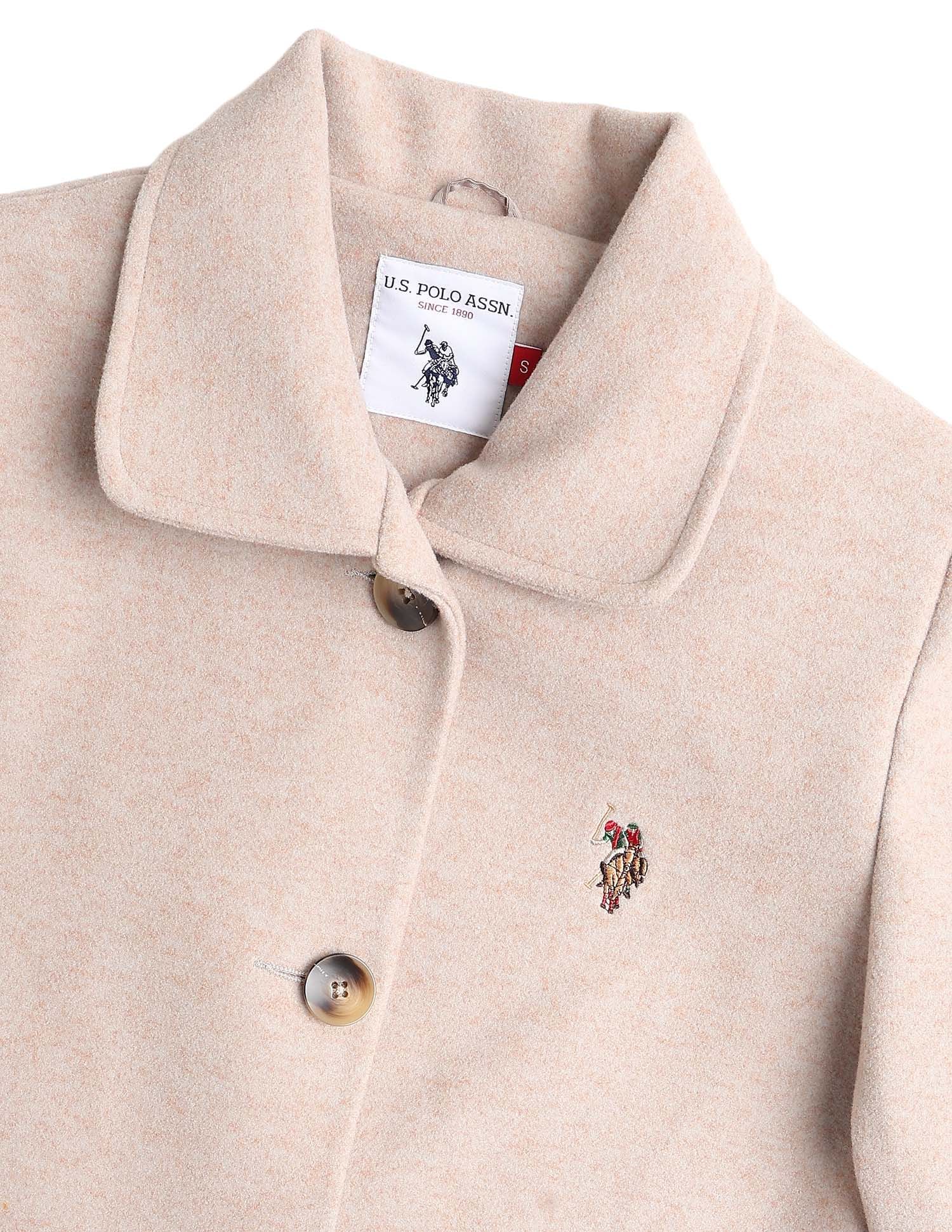 Textured Regular Fit Trench Coat White - U.S. POLO ASSN. | Large