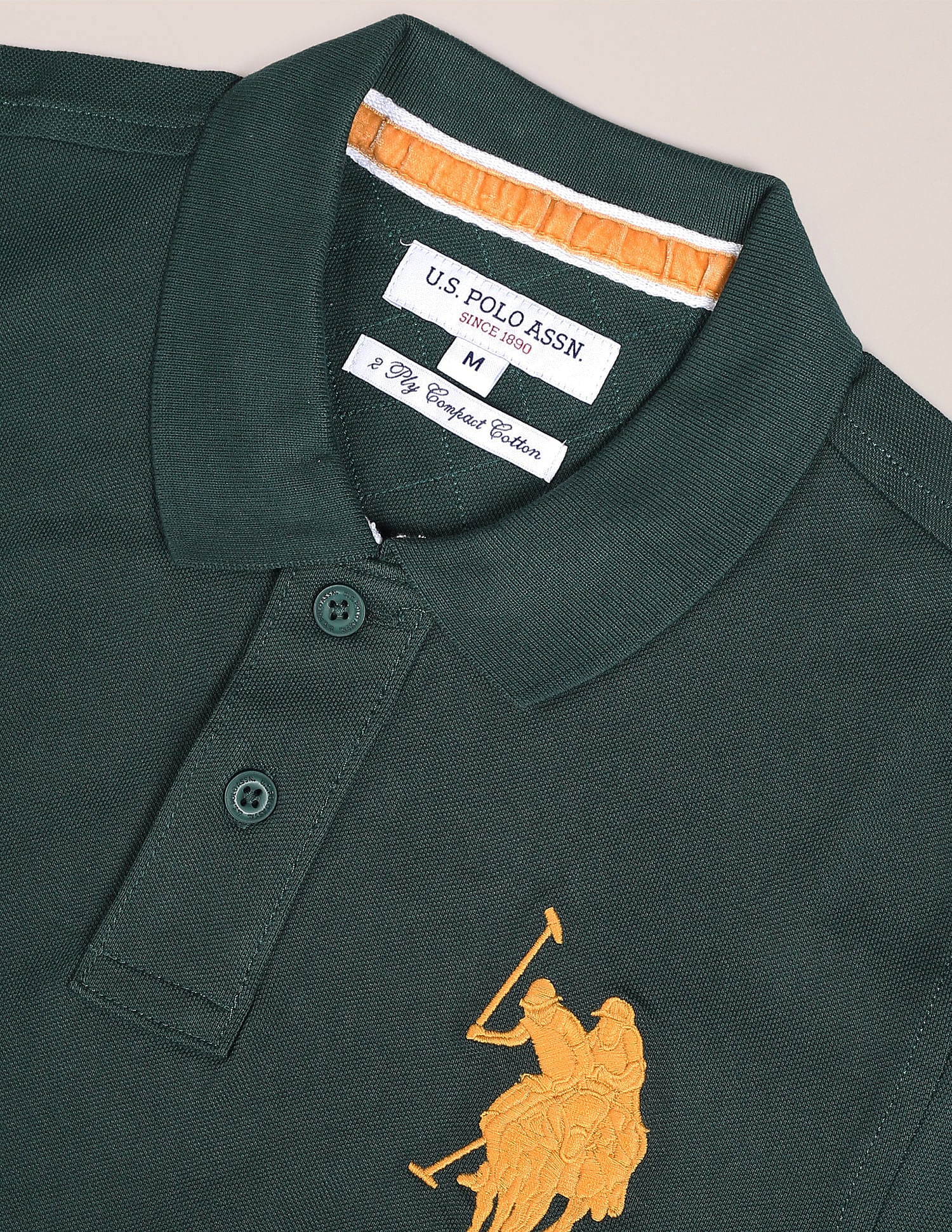 Compact Cotton Logo Polo Shirt Dark Green - U.S. POLO ASSN. | Large